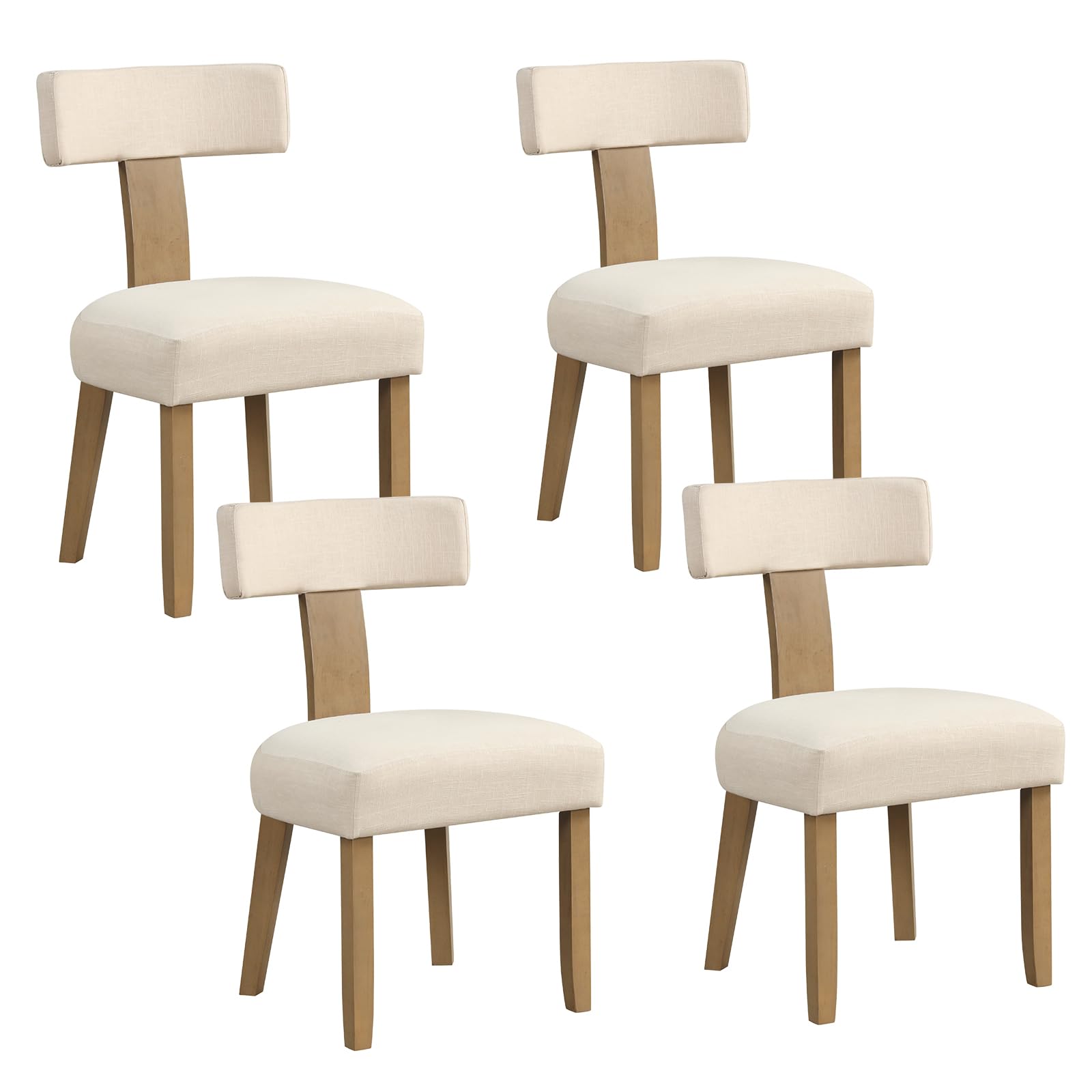 Giantex Upholstered Dining Chairs Set, Mid Century Modern Kitchen Chairs w/Curved Backrest & Rubber Wood Legs