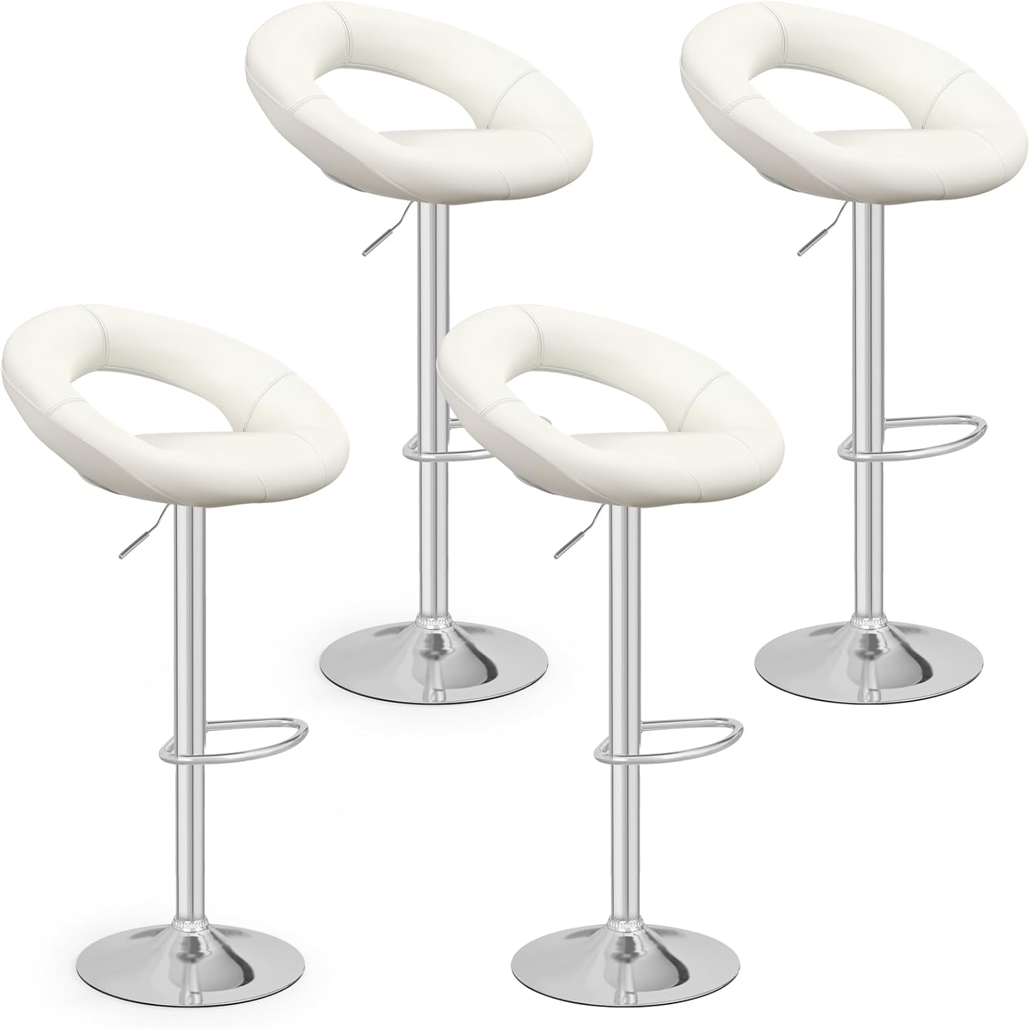 Giantex Adjustable Swivel Bar Stools, Modern PU Leather Counter Height Bar Chairs w/Hollowed Back