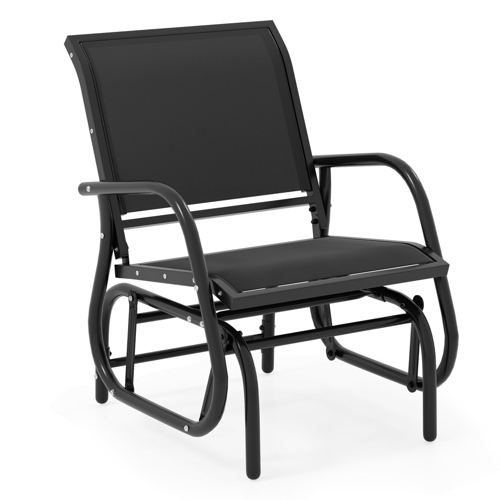 Swing Glider Chair W/Study Metal Frame Comfortable Patio Chair