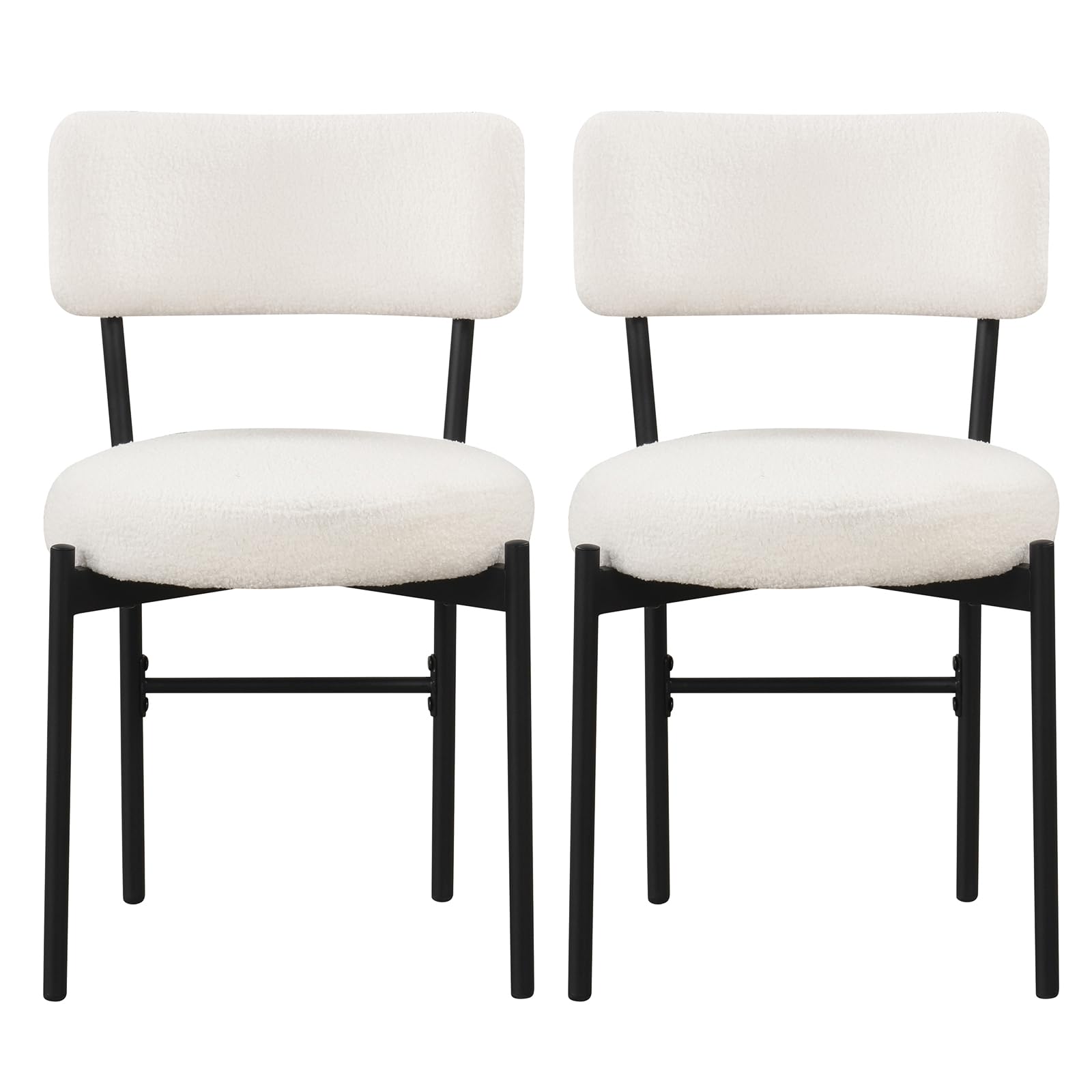 Giantex Boucle Dining Chairs Set of 2/4, Sherpa Upholstered Kitchen Chairs w/Curved Backrest, Padded Seat & Metal Legs