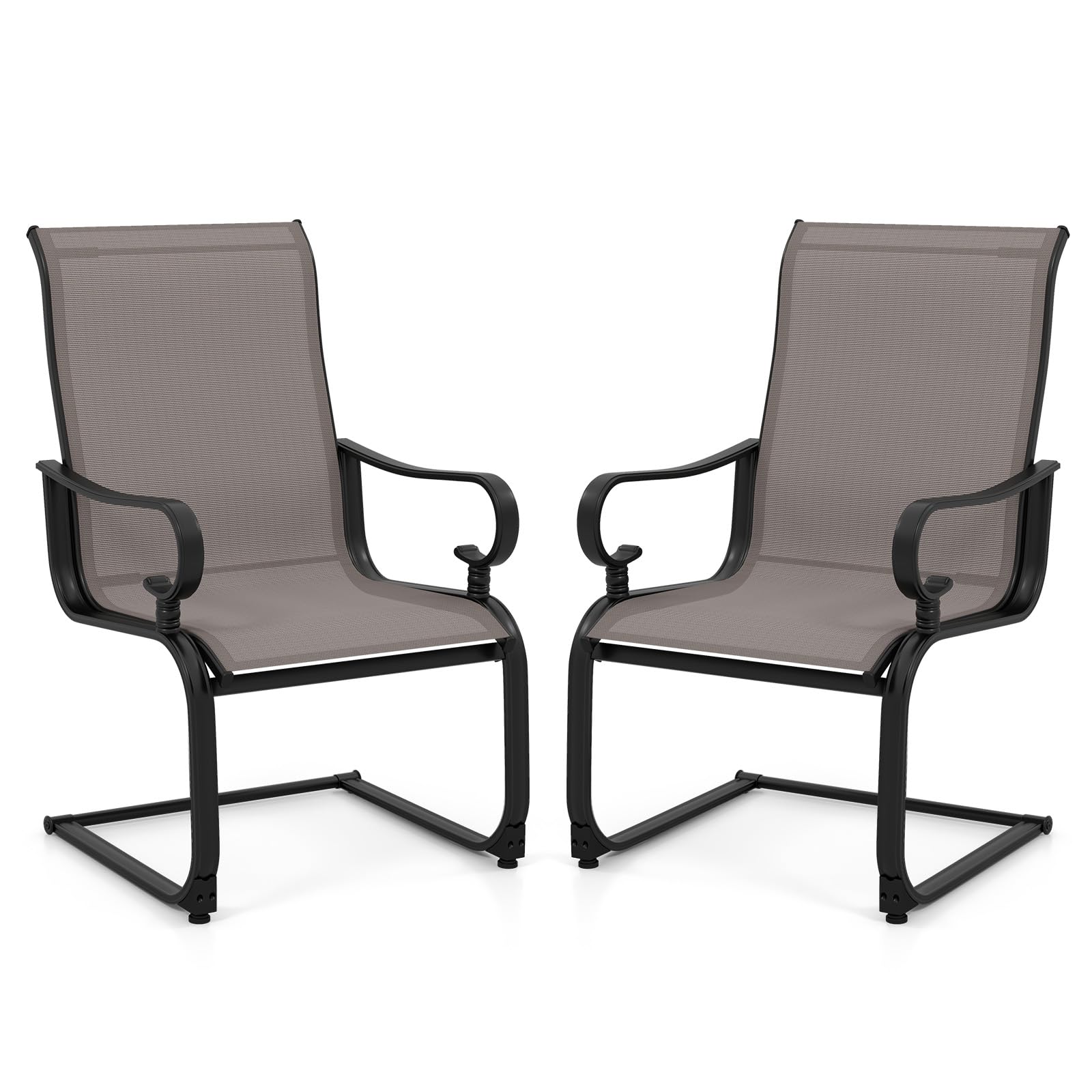 Giantex Patio Dining Chairs Set of 2/4, High Back Outdoor Patio Chairs with Metal C Spring Frame