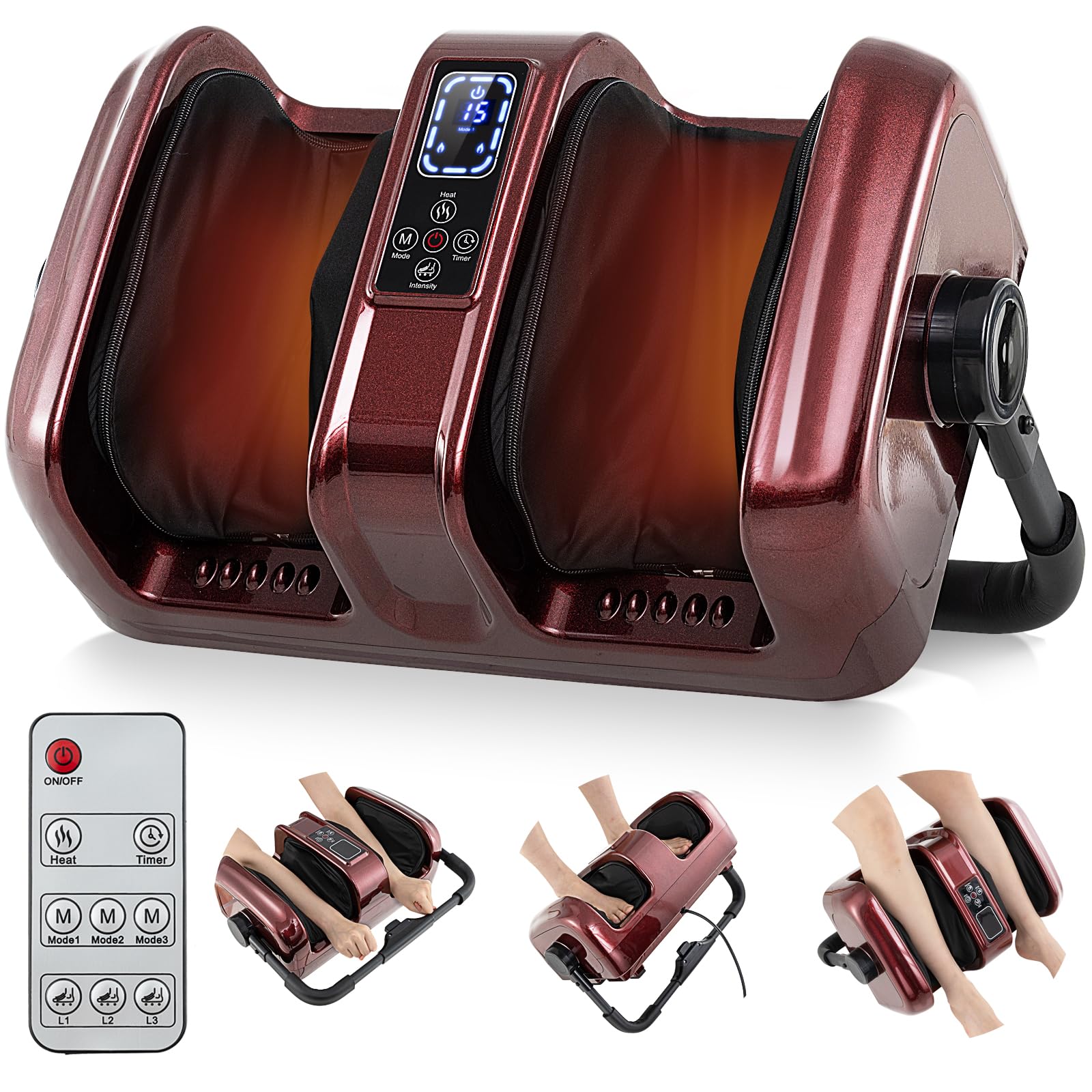 Giantex Foot Massager with Heat, 3 Massage Modes & Speed, Timer, 3 Intensity, Washable Cover