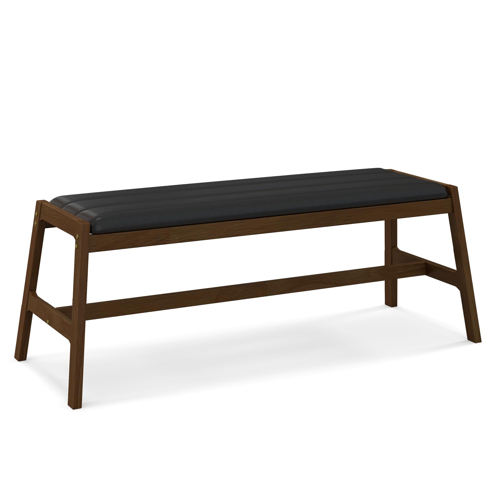 Giantex Upholstered Wood Dining Bench, 50" Entryway Bench w/Padded Seat & Solid Rubber Wood Frame