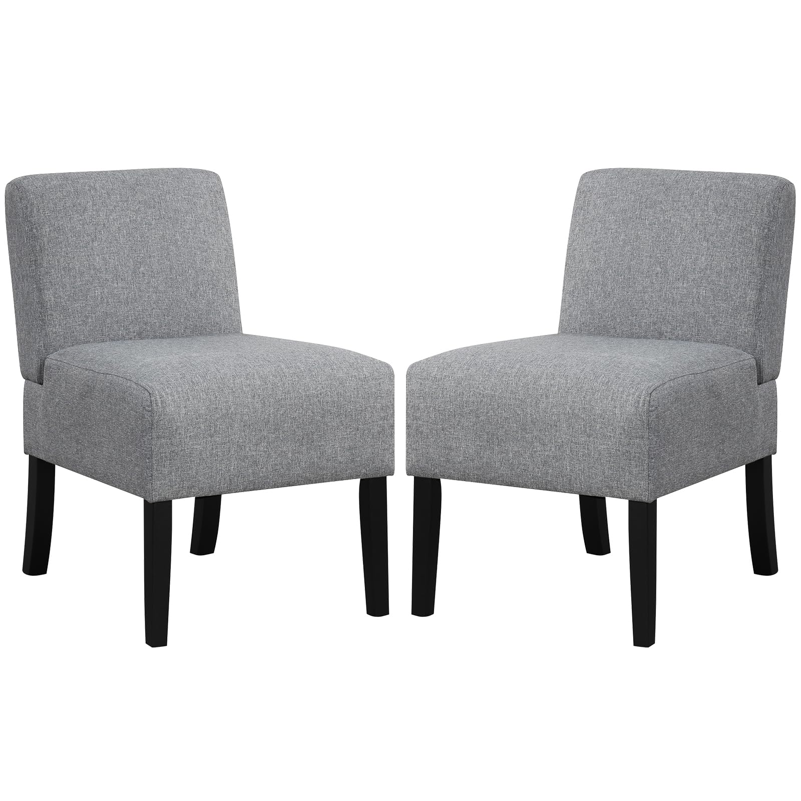 Giantex Armless Accent Chair Set of 1/2/4, Upholstered Living Room Chair with Rubber Wood Legs