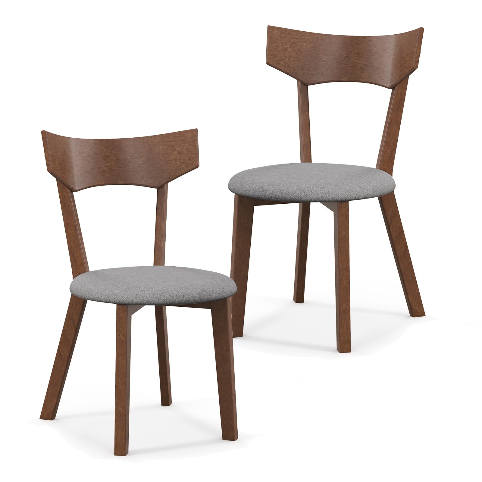 Giantex Wooden Dining Chairs, Solid Wood Kitchen Chairs w/Curved Back & Cushioned Seat