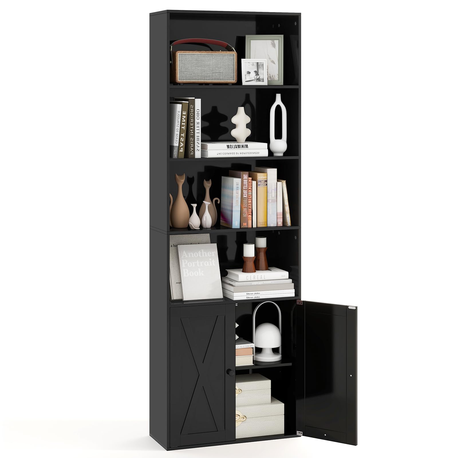 Giantex 71" Tall Bookcase with Doors