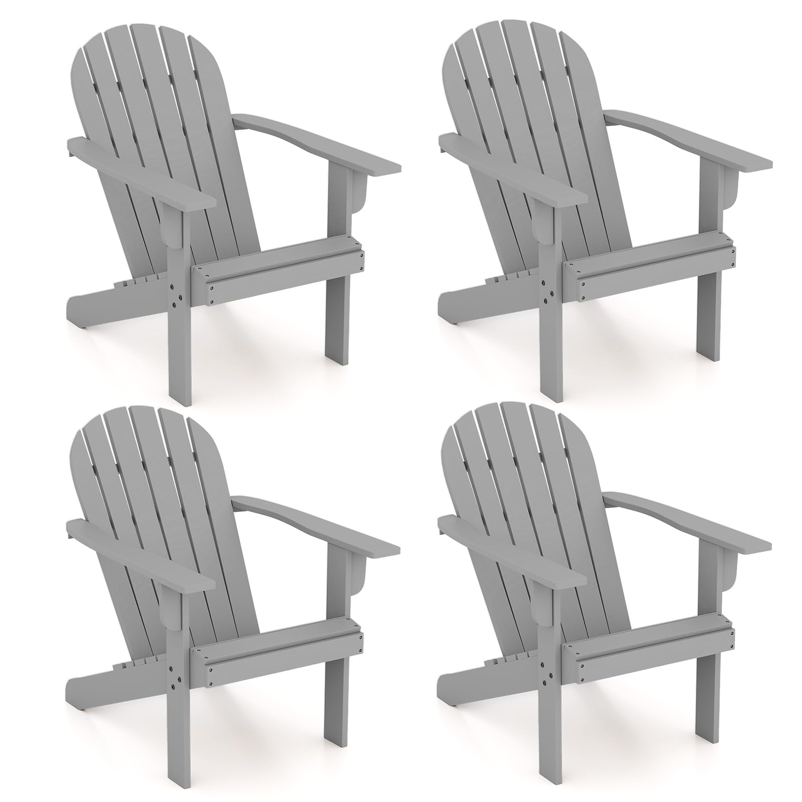 Giantex Acacia Wood Adirondack Chair Set of 1/2/4, Outdoor Fire Pit Chair with 105° Inclined Seat