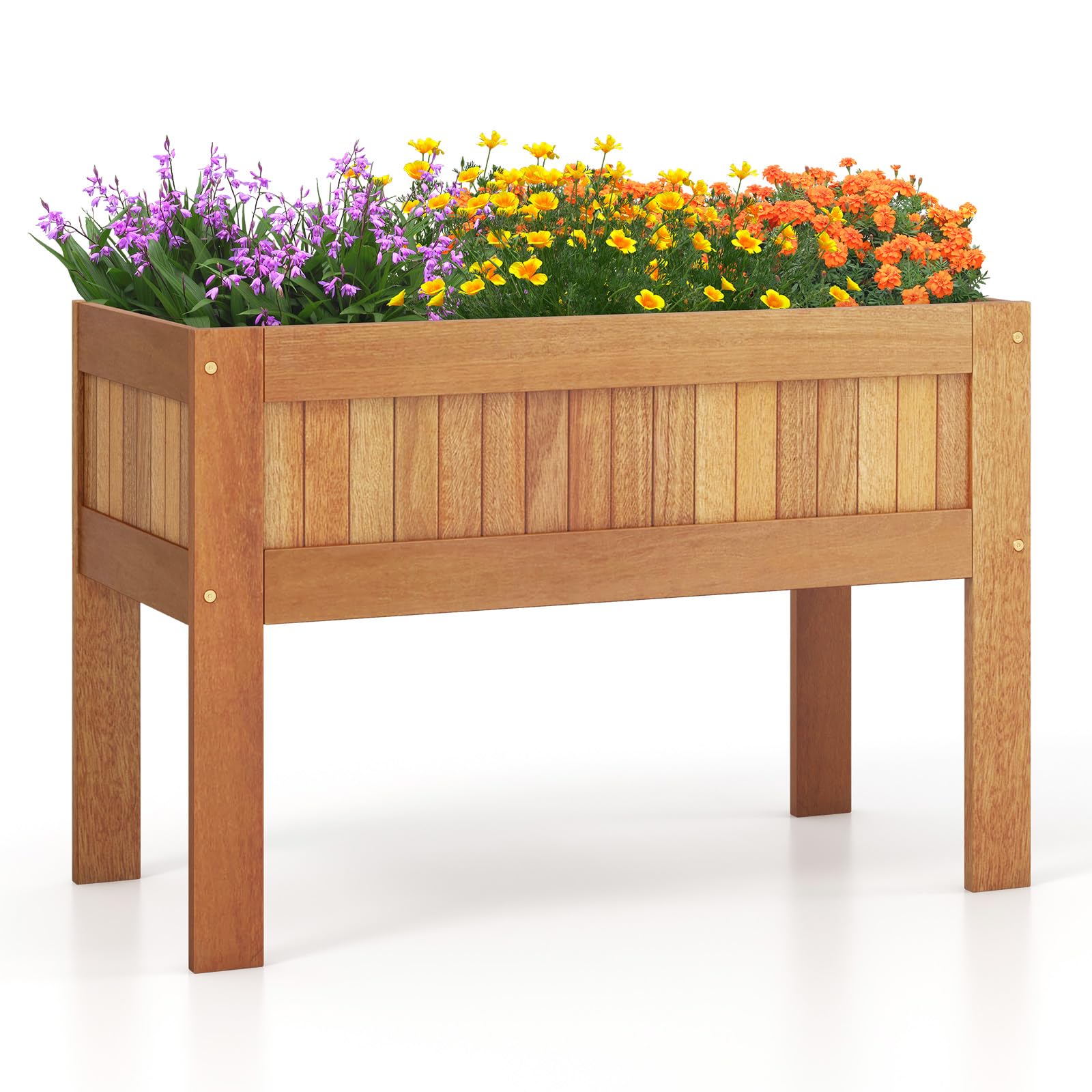 Giantex Wooden Raised Garden Bed, Solid Wood Elevated Planter Box w/Legs, 35”Lx 16”Wx24”H