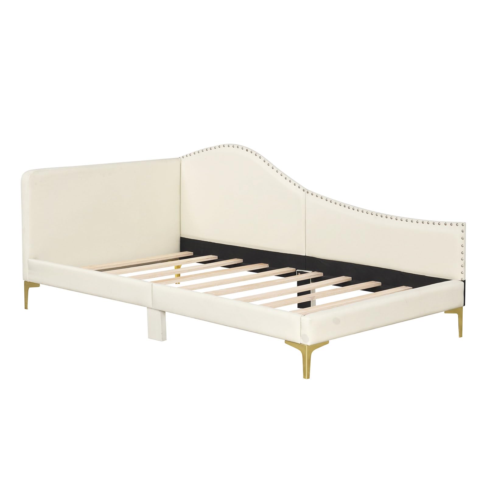 Giantex Upholstered Daybed, Rivet-Tufted Platform Bed with Headboard