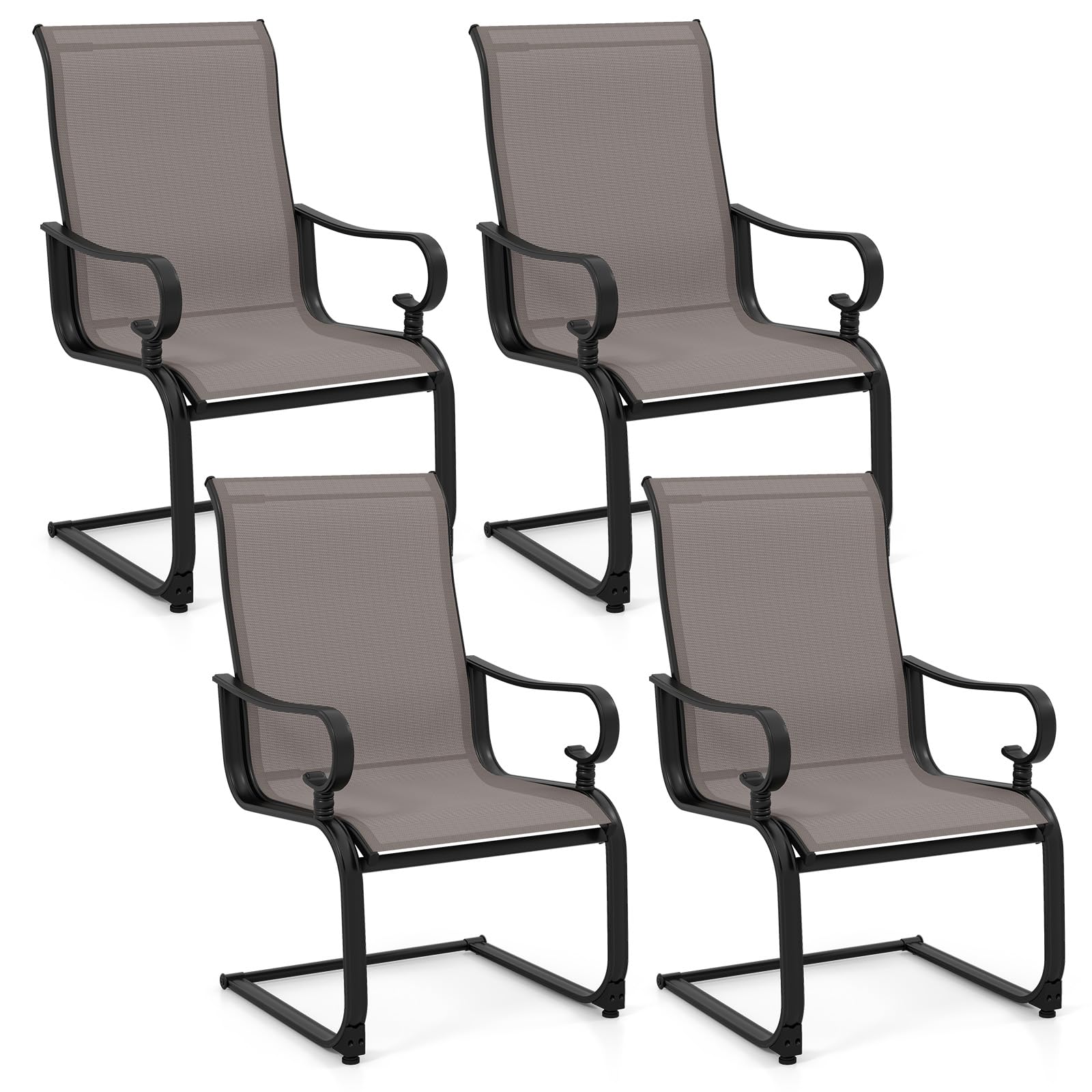 Giantex Patio Dining Chairs Set of 2/4, High Back Outdoor Patio Chairs with Metal C Spring Frame