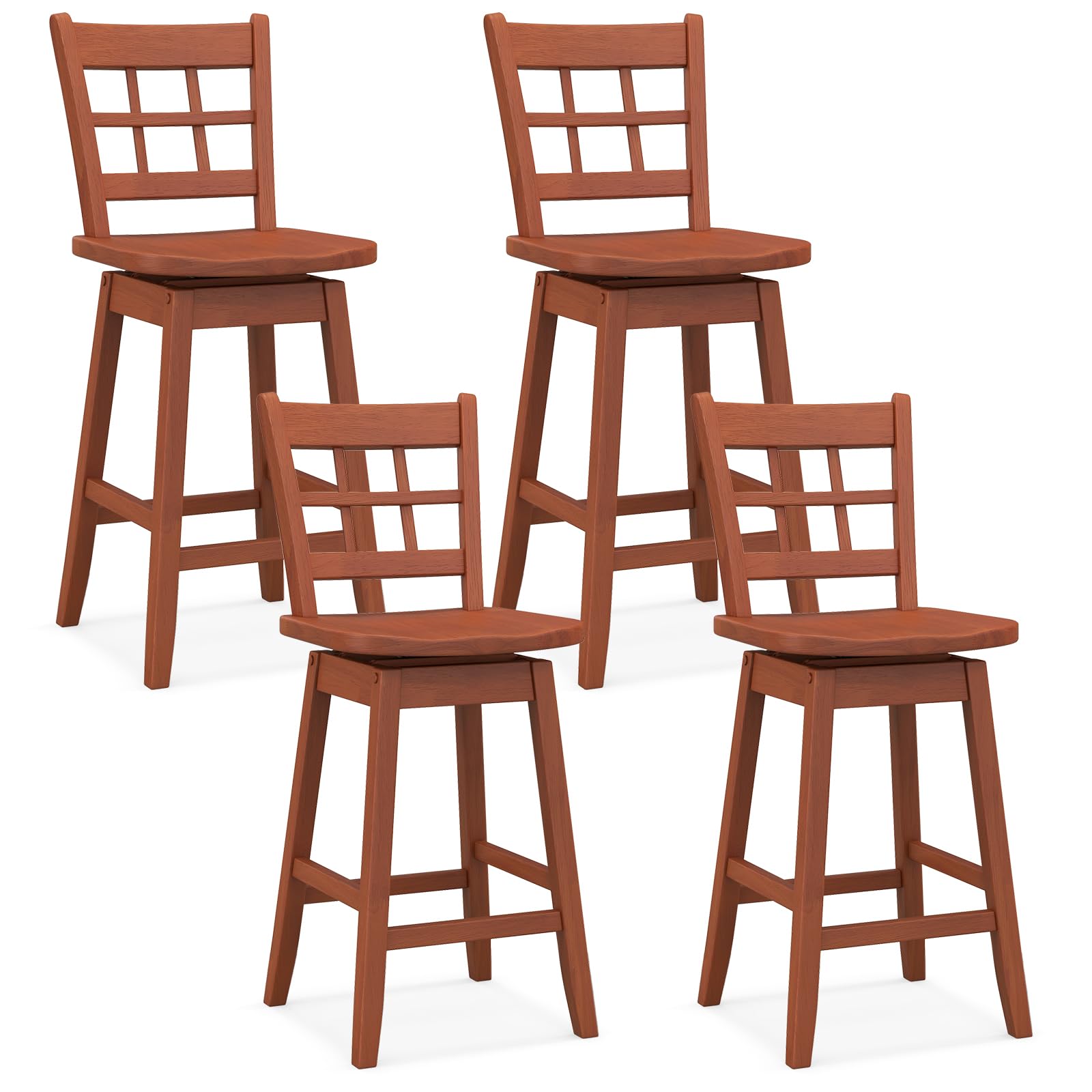 Giantex Bar Stools, Farmhouse Swivel Barstools with 6-Grid Hollow Back & Ergonomic Contoured Seat