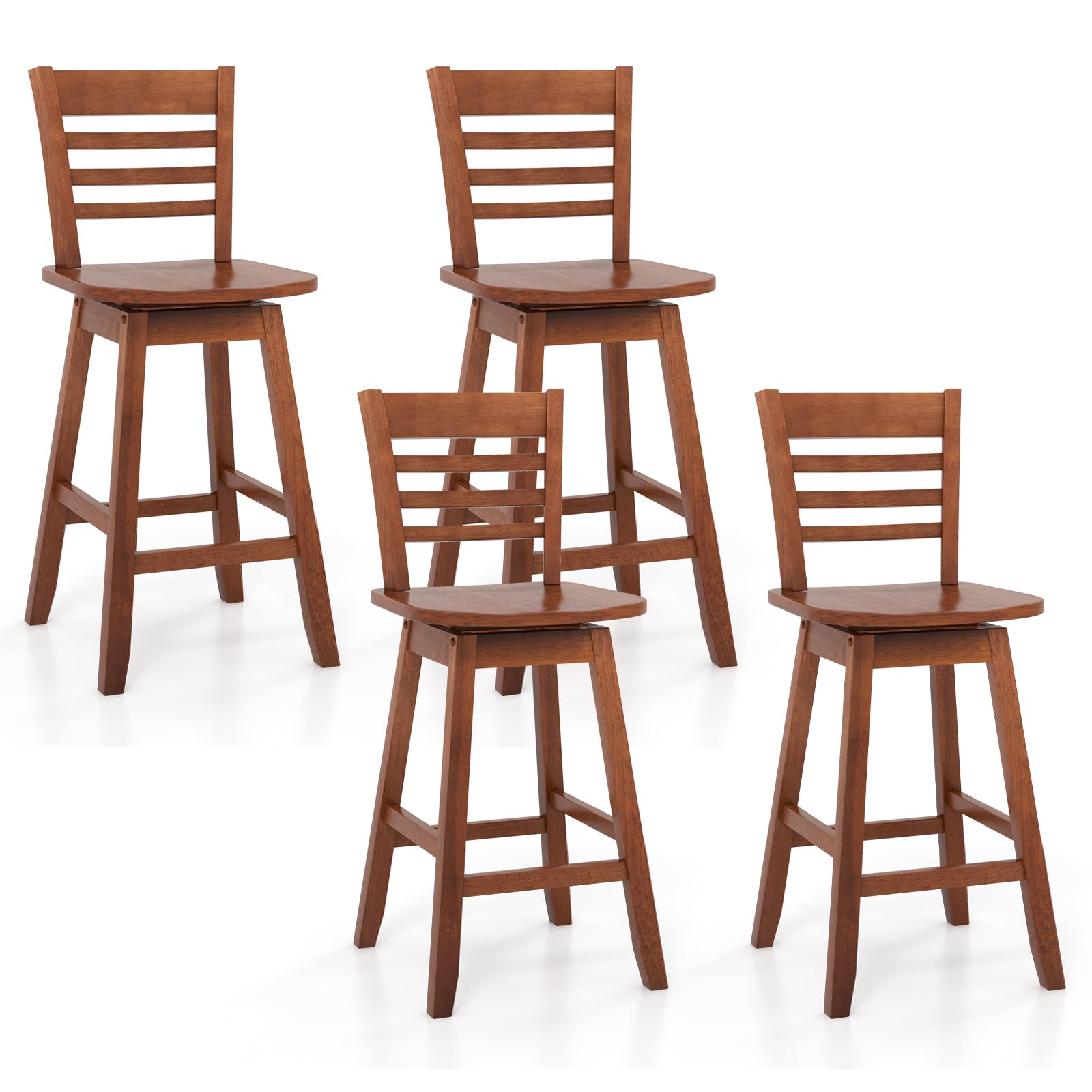 Giantex Wood Bar Stools, Swivel Counter Height Bar Stools with Slatted Hollow Back & Ergonomic Contoured Seat