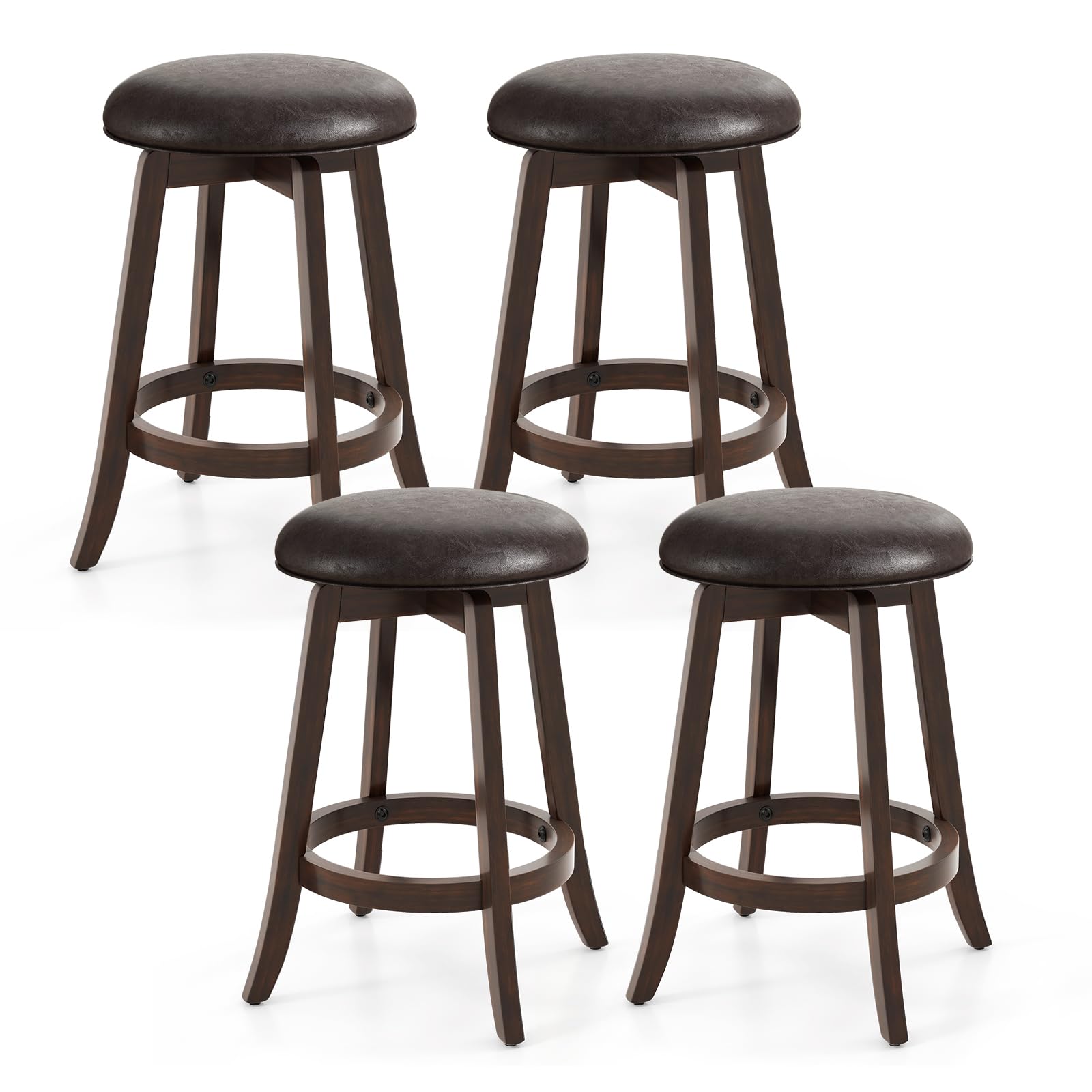 Giantex Bar Stools Set， 29"/ 24"  Bar Height Bar Stools w/ 360° Swivel Round Seat & Footrest