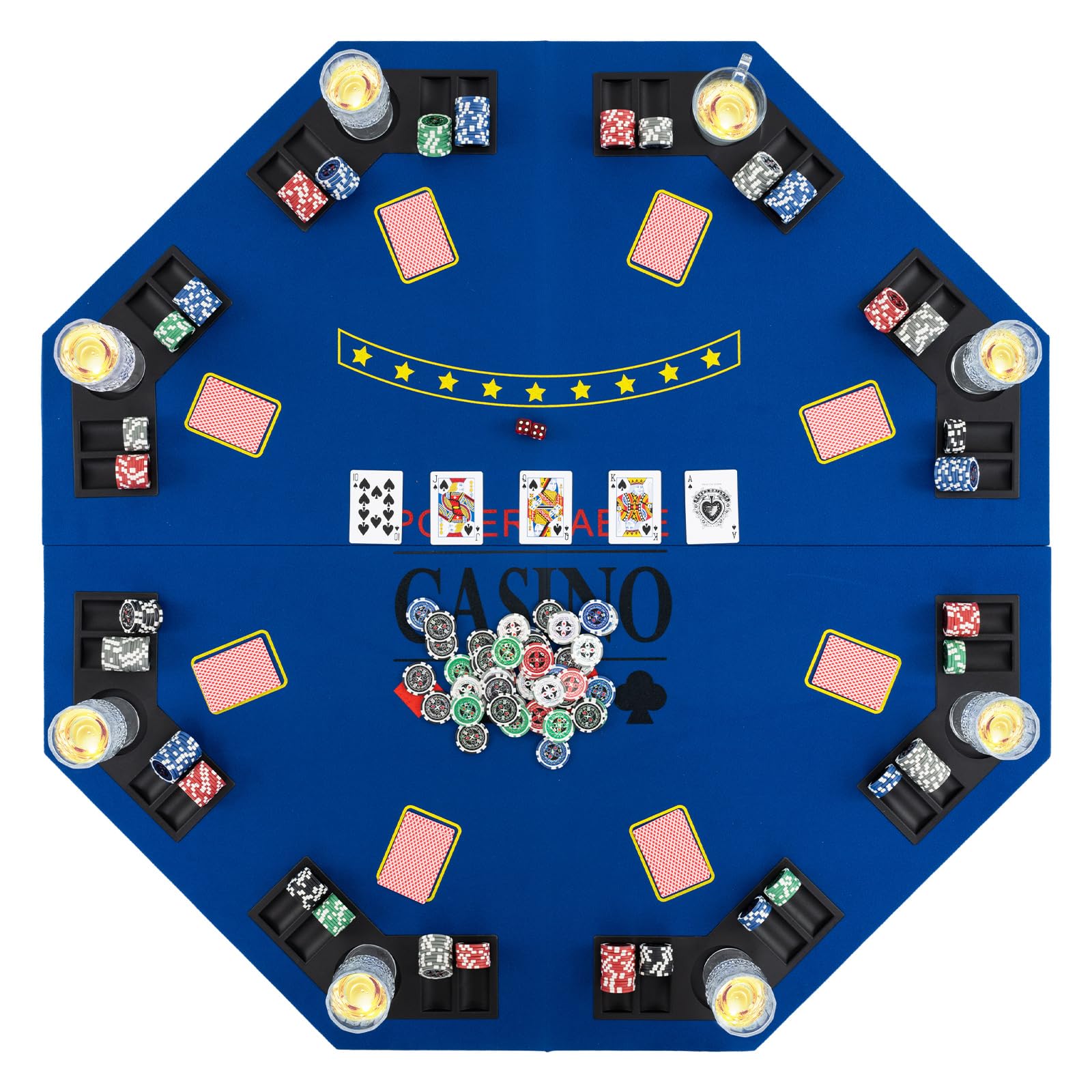 Giantex 48" Poker Table Top, 8 Player Foldable Texas Holdem Poker Mat Layout w/Carrying Bag