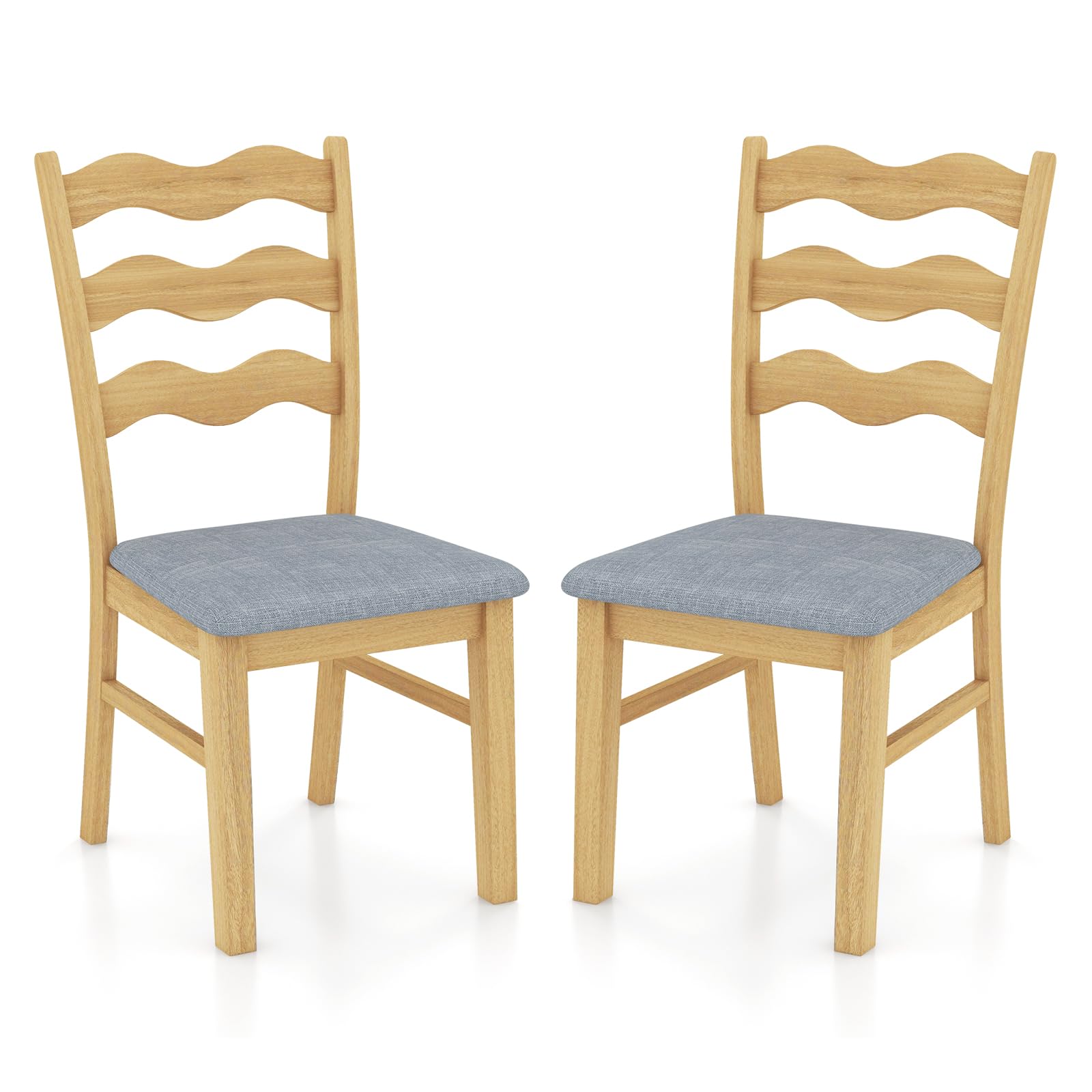 Giantex Wooden Dining Chairs Set of 2/4, Rubber Wood Kitchen Chair with Padded Seat & Hollowed Backrest