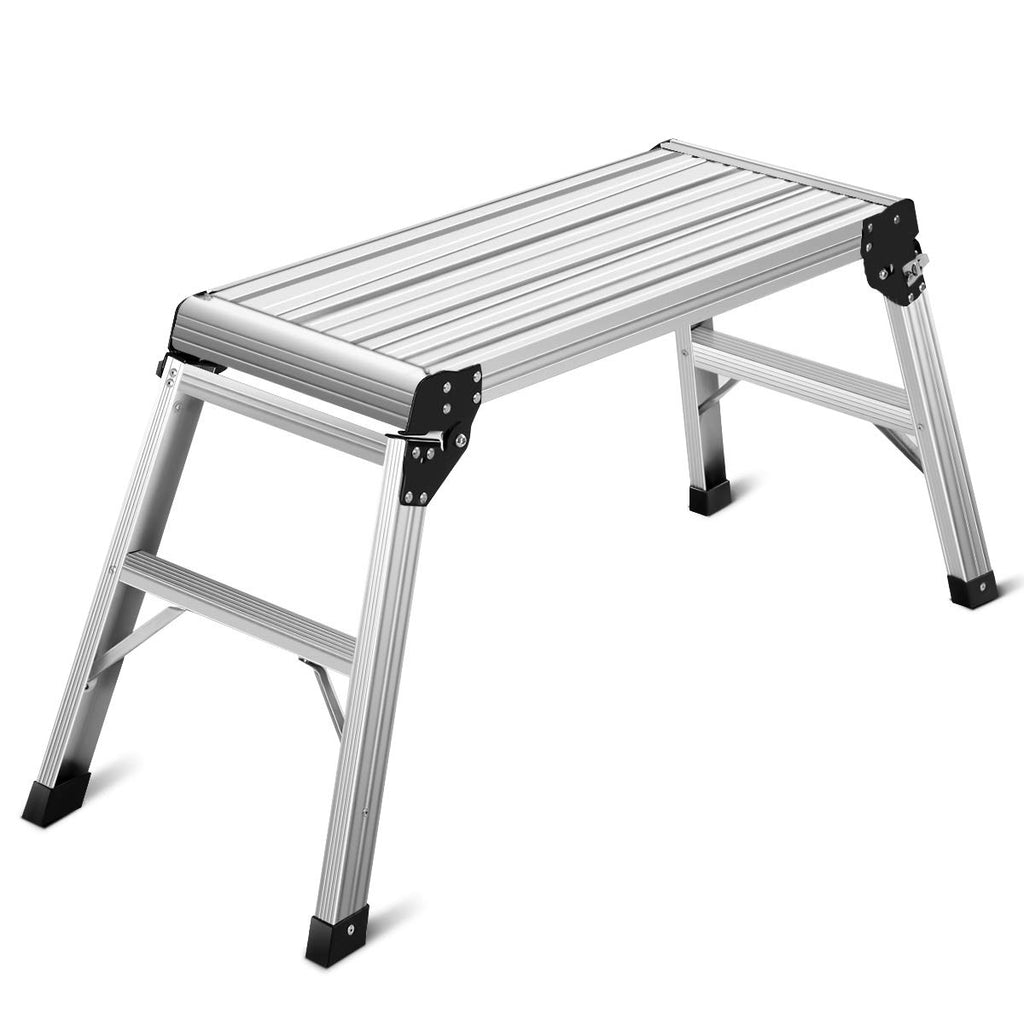 Aluminum Work Platform Large Size Step Stool Folding Portable Work Bench  with Non-Slip Mat Capacity 660 LBS Heavy Duty