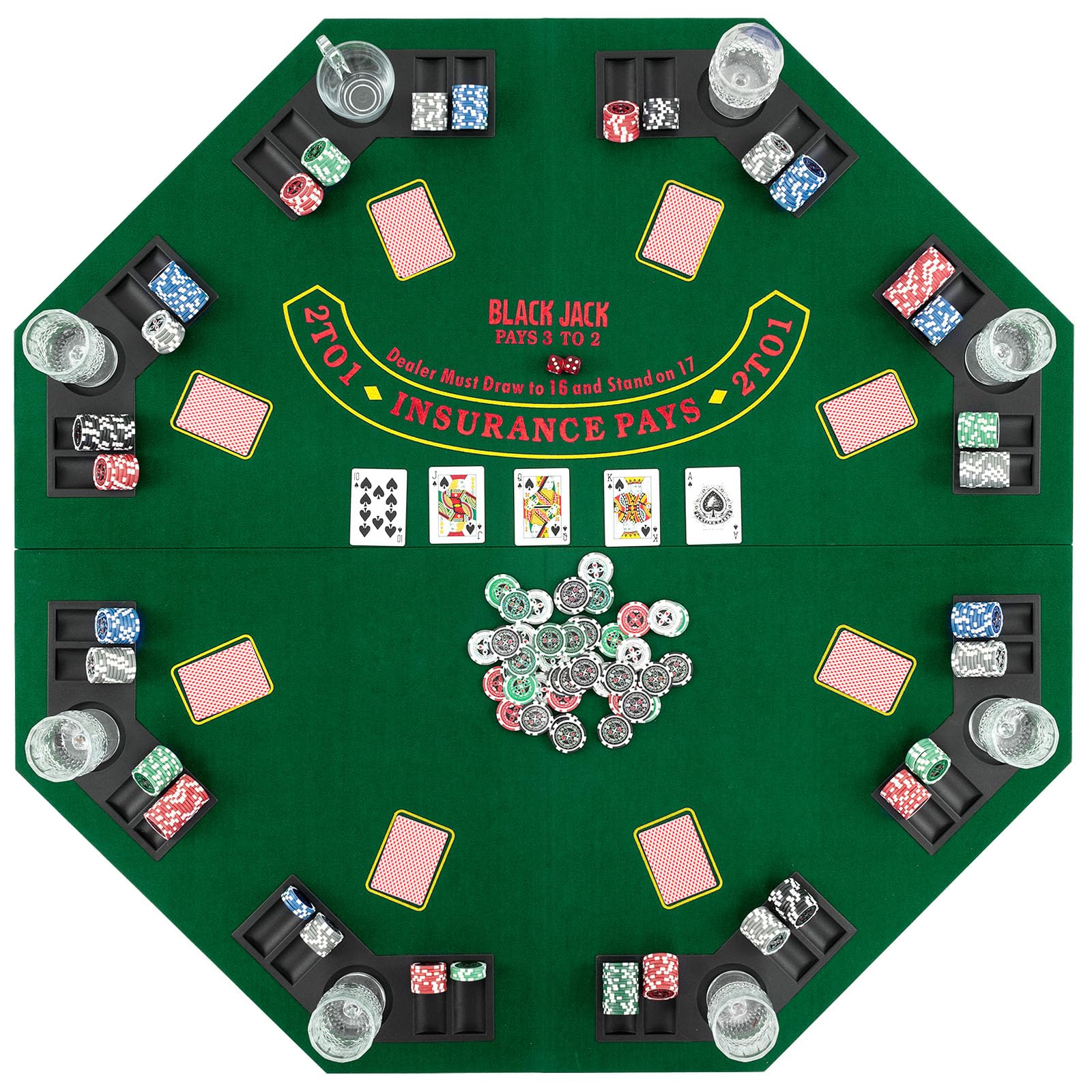 Giantex 48" Poker Table Top - 8 Player Foldable Texas Holdem Poker Table Topper w/Carrying Bag