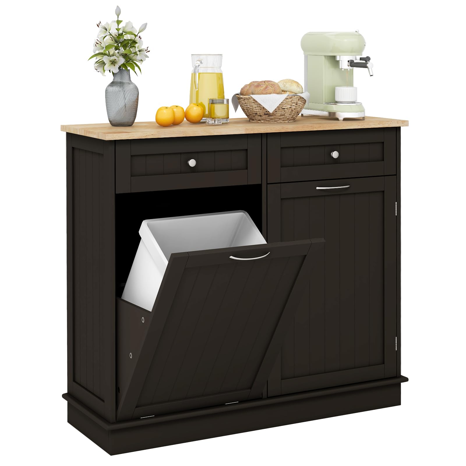 Giantex Kitchen Trash Cabinet, Kitchen Island with Tilt Out Garbage Bin