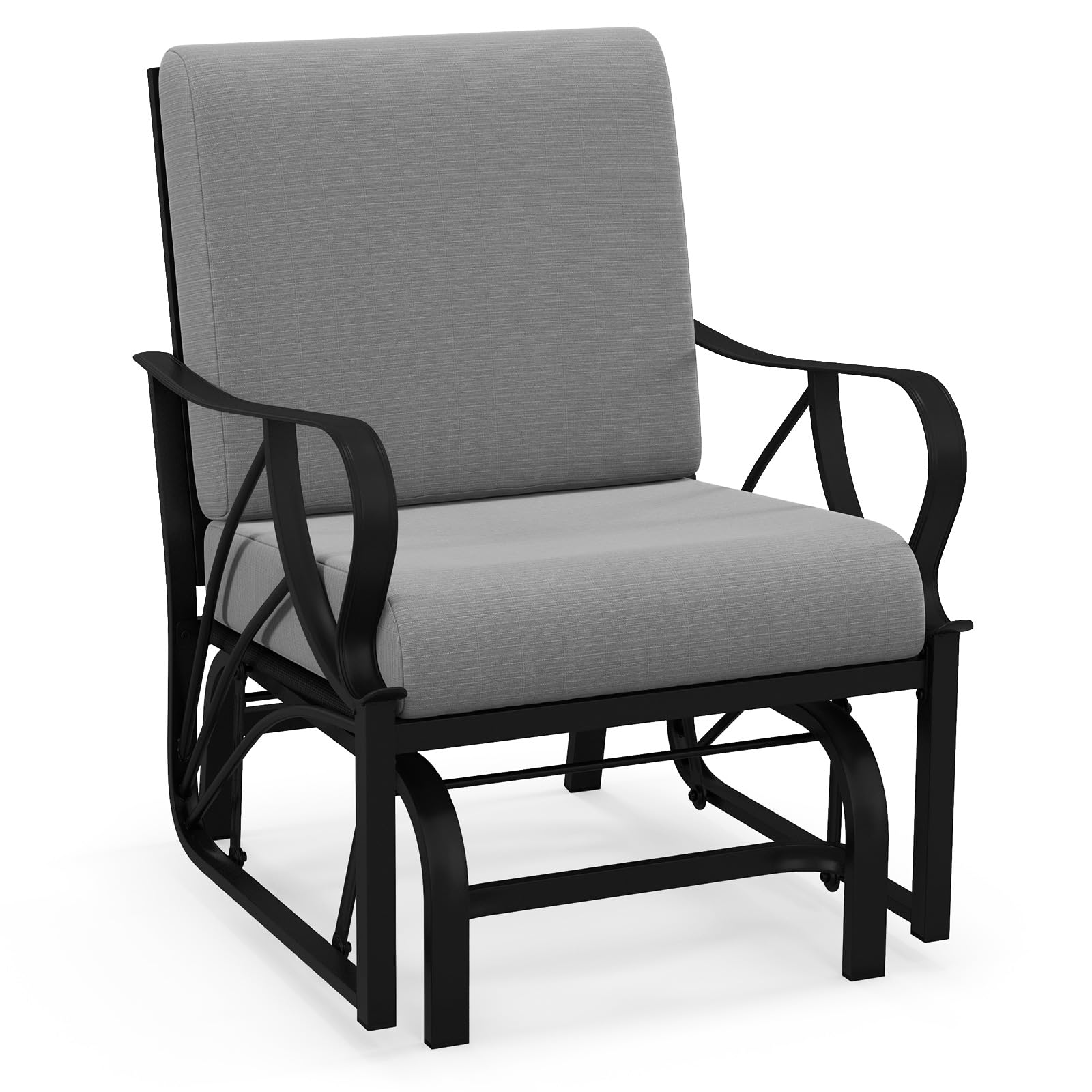 Giantex Patio Glider Outdoor Chair - Outside Rocking Chair with Thick Cushion, Sprayed Metal Frame