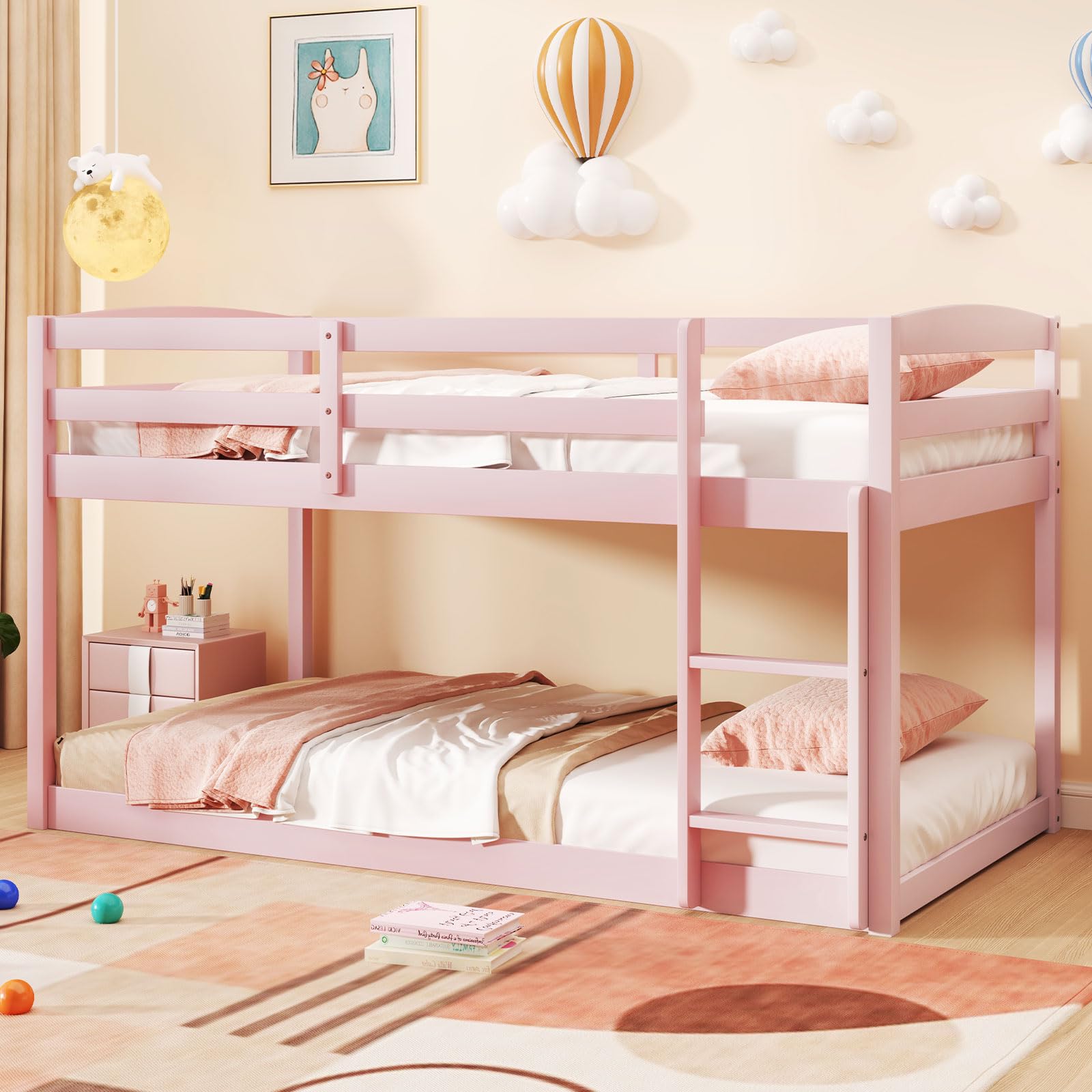 Giantex Solid Wood Twin Over Twin Bunk Bed Frame