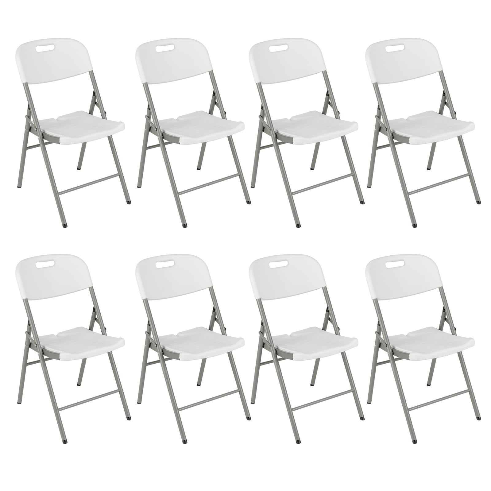 Giantex 4/8/12-Pack Plastic Folding Chairs, HDPE Waiting Room Chairs w/Metal Frame