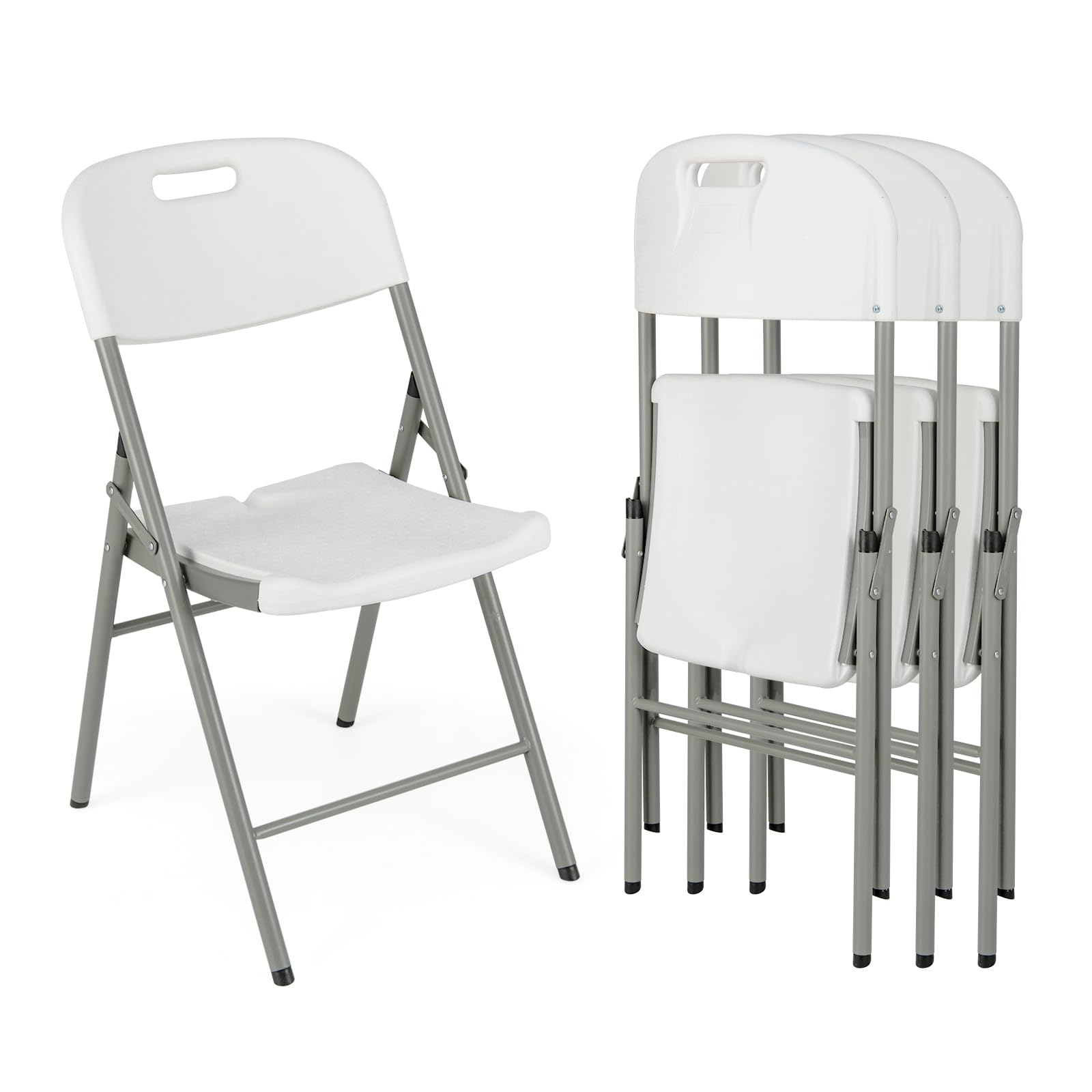 Giantex 4/8/12-Pack Plastic Folding Chairs, HDPE Waiting Room Chairs w/Metal Frame