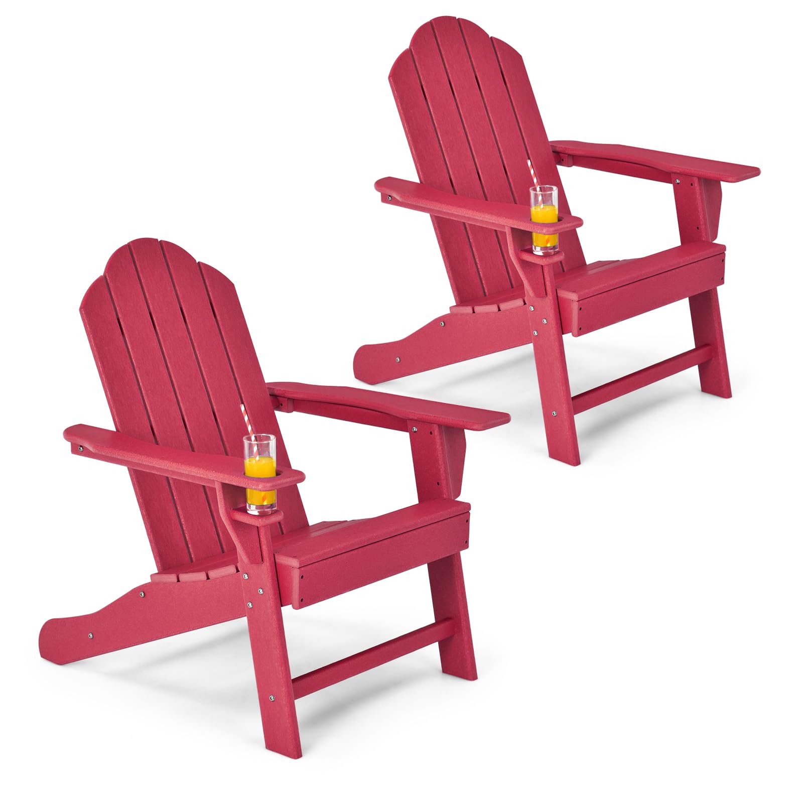 Adirondack Chair with Cup Holder, Outdoor Patio Weather Resistant Chair