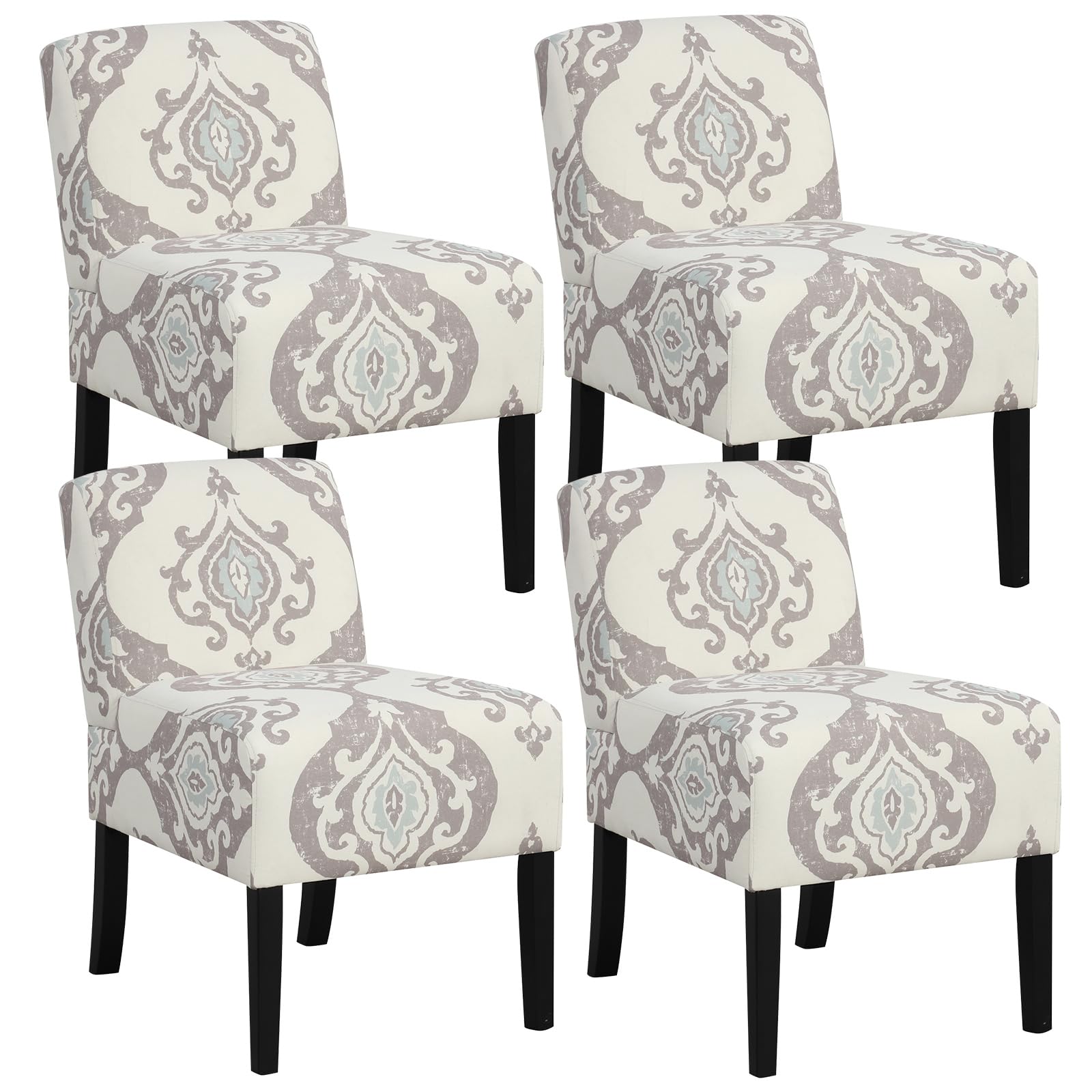 Giantex Armless Accent Chair Set of 1/2/4, Upholstered Living Room Chair with Rubber Wood Legs