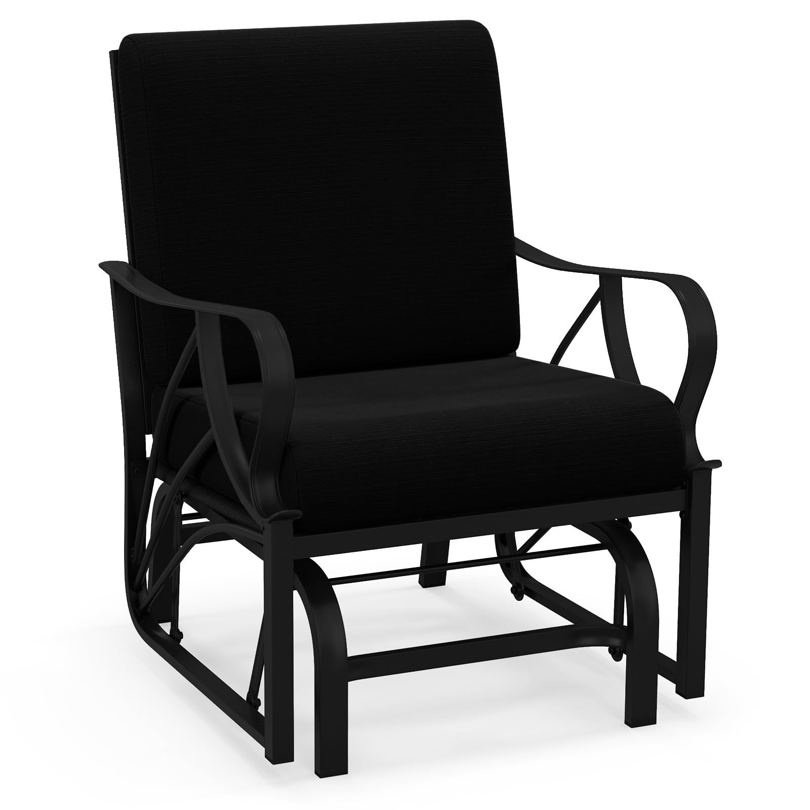 Giantex Patio Glider Outdoor Chair - Outside Rocking Chair with Thick Cushion, Sprayed Metal Frame