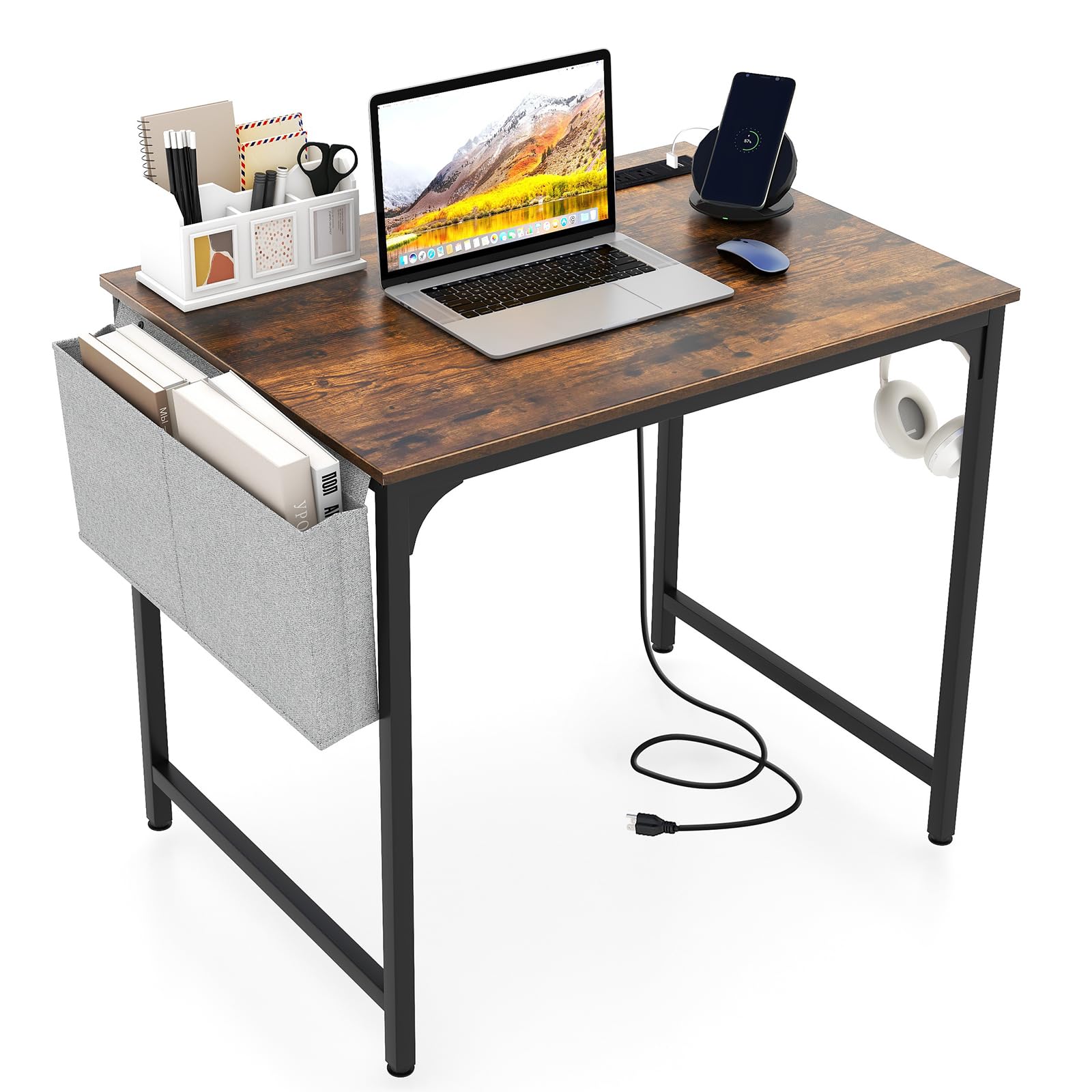 Giantex Conference Table with Charging Station, 2/4/6 PCS 32" x 24" Rectangular Meeting Room Desk with Storage Bag & Hook