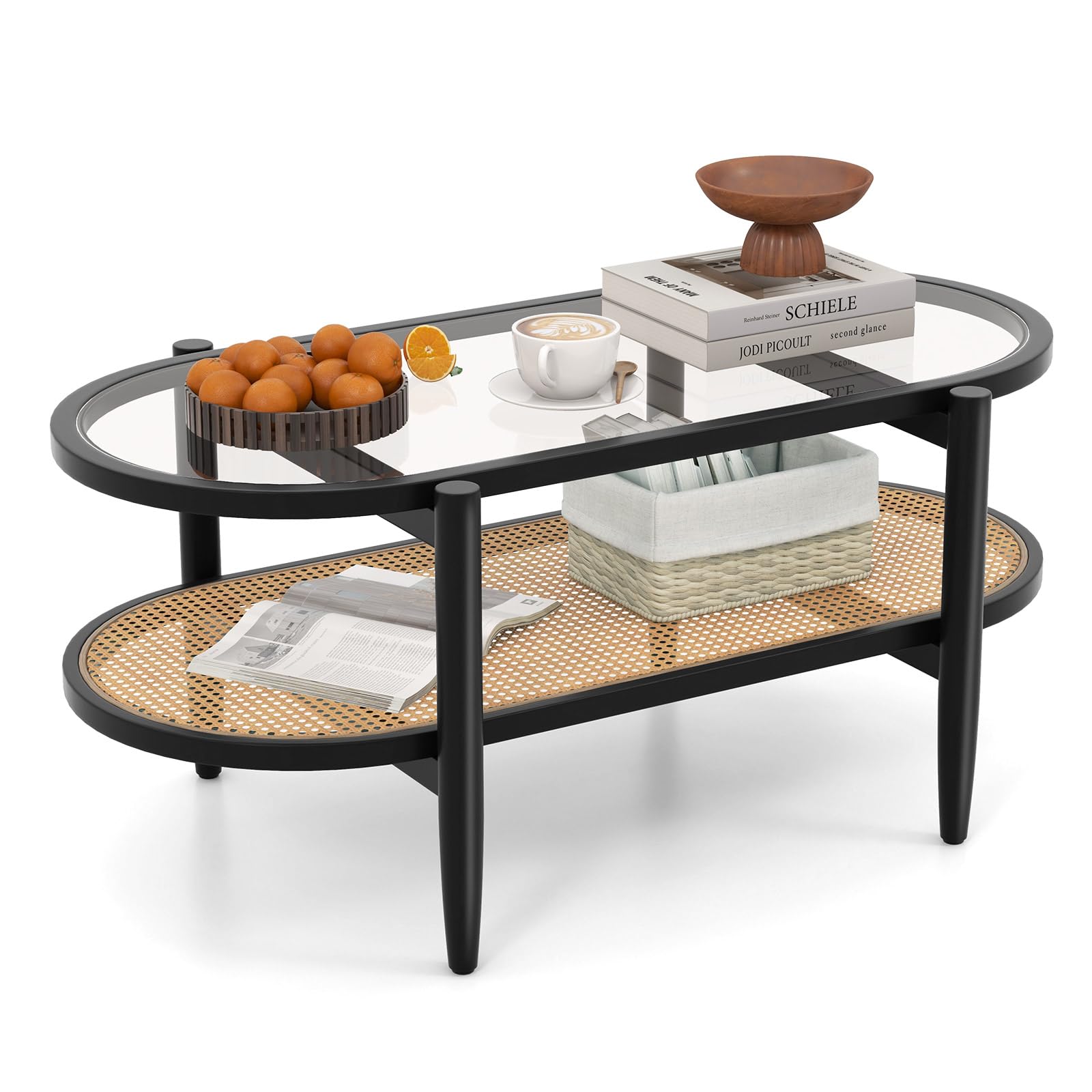 Giantex Boho Rattan Coffee Table