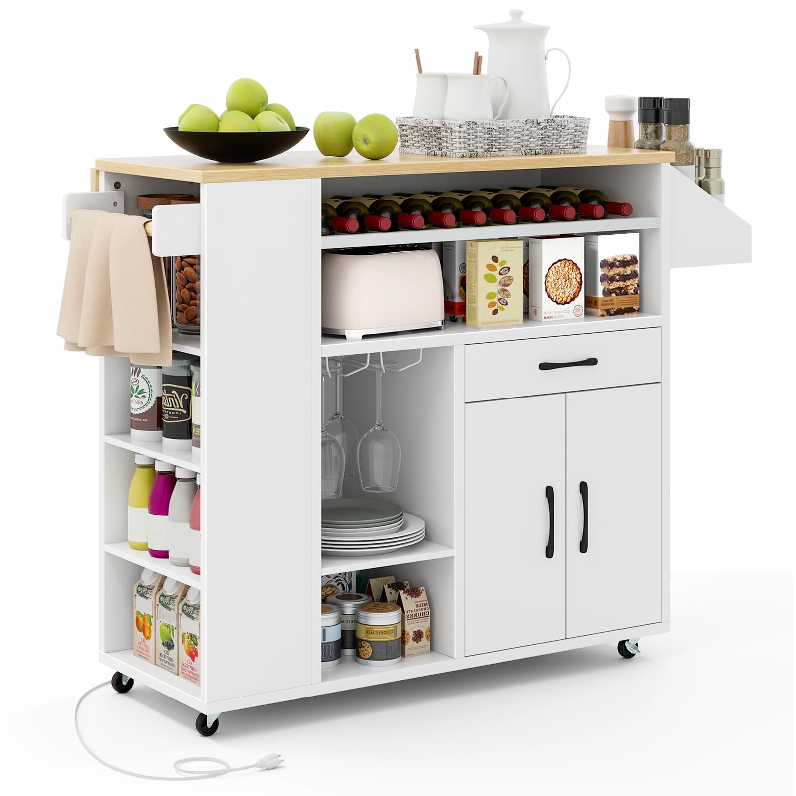 Giantex Rolling Kitchen Island Cart w/Drop Leaf