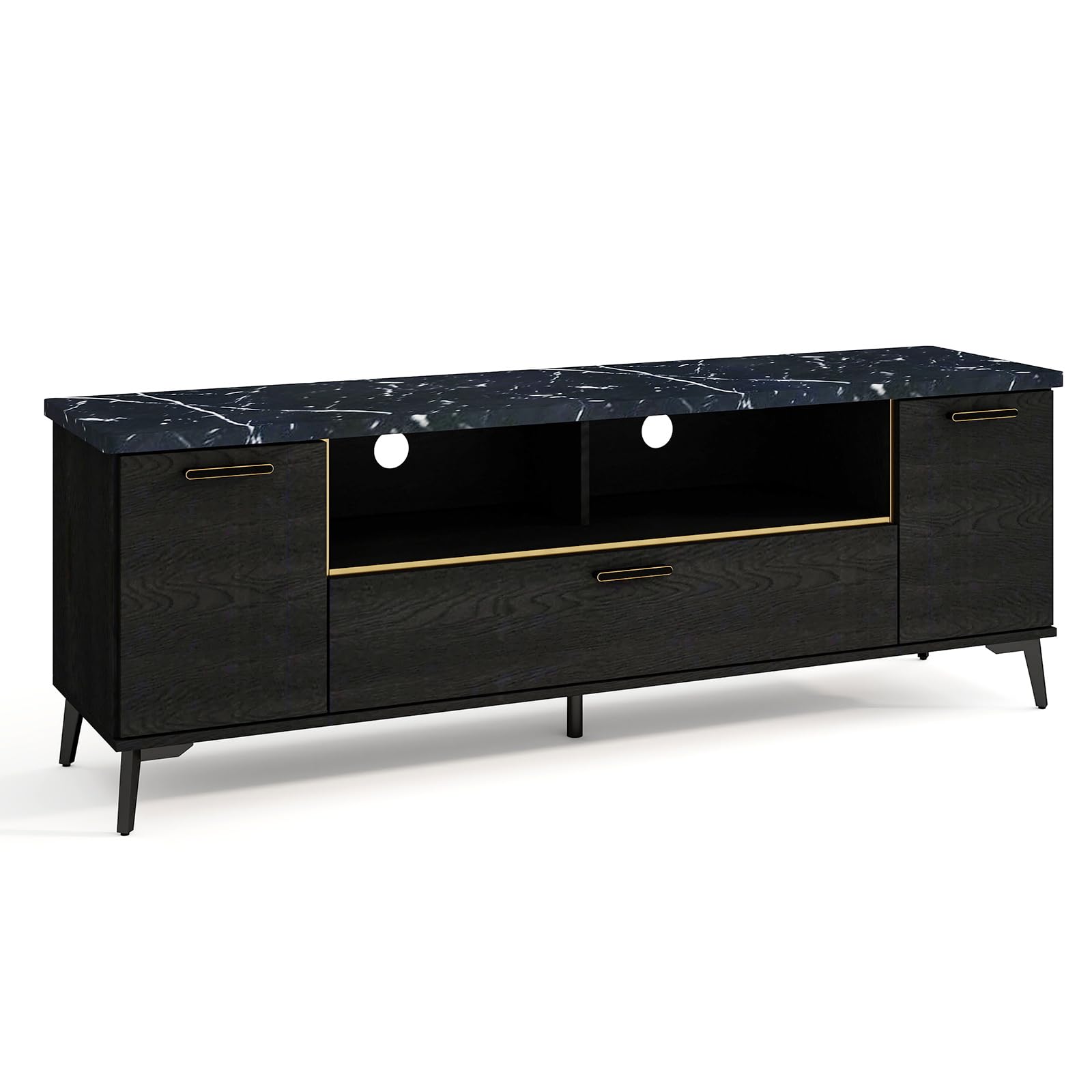 Giantex TV Stand for TVs up to 75", 63-Inch Mid Century Modern Entertainment Center with Flip Door Cabinet