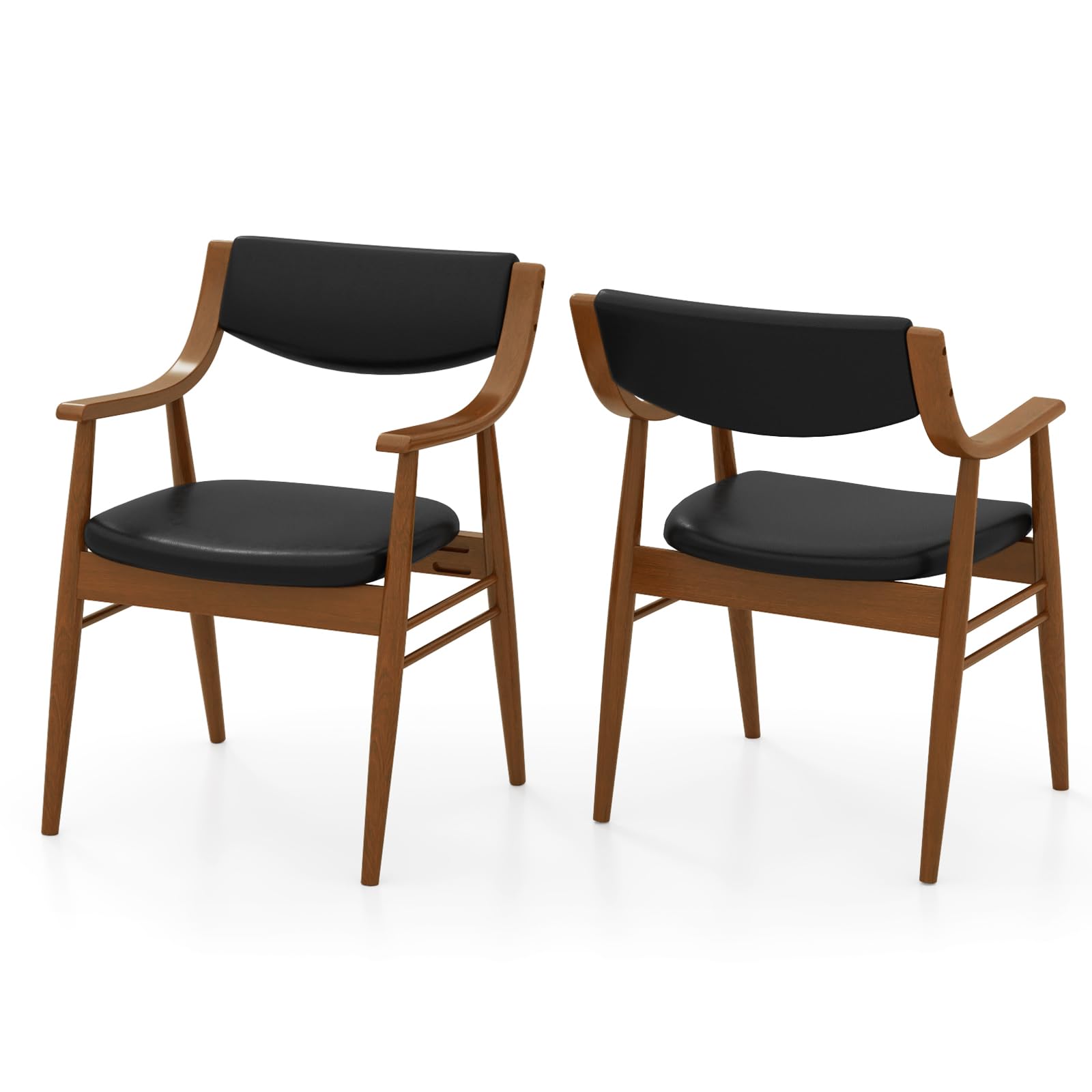 Giantex Wooden Dining Chairs Set of 2/4, PU Leather Upholstered Kitchen Chairs w/Padded Seat & Back