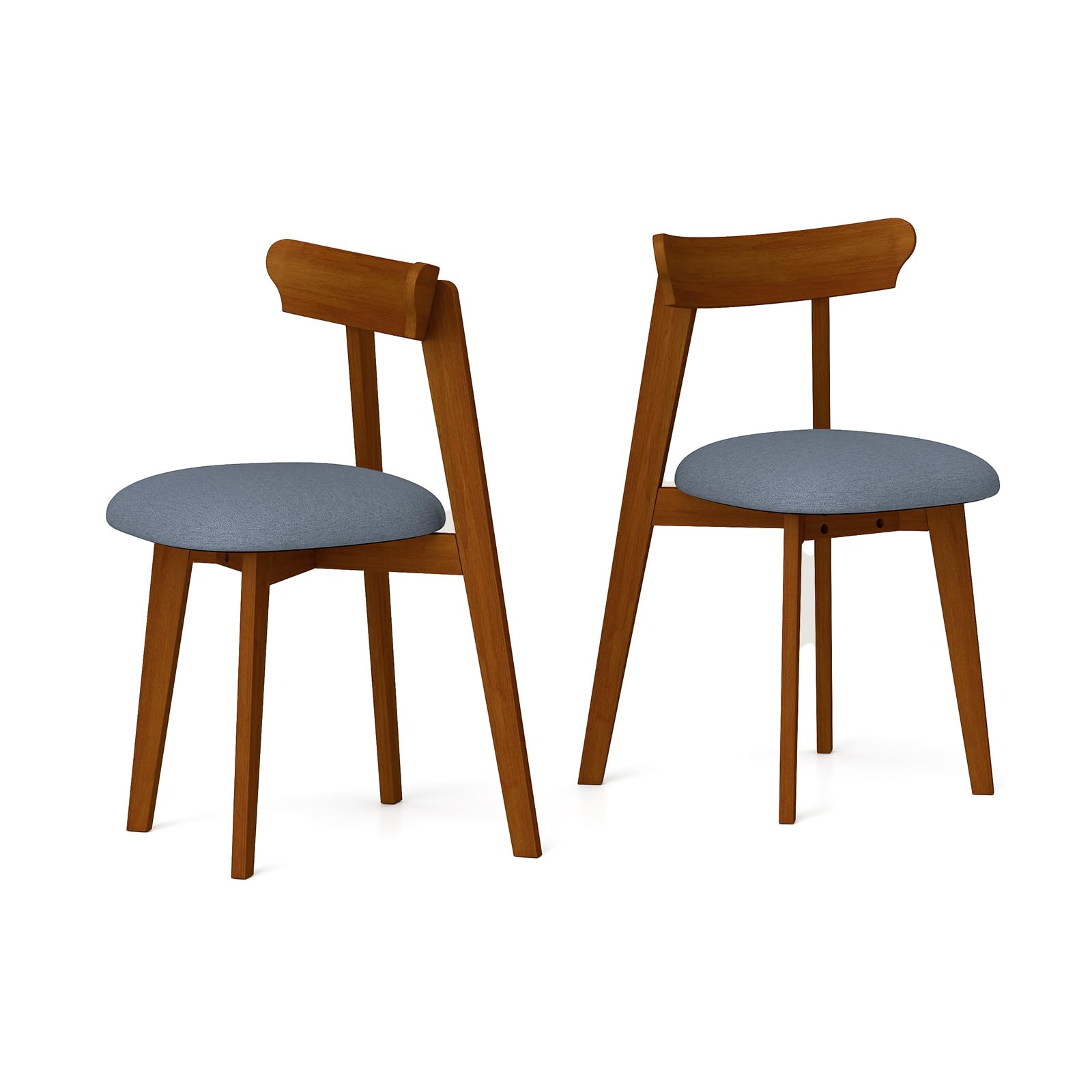 Giantex Wooden Dining Chairs Set, Mid-Century Kitchen Chairs w/Padded Seat & Curved Backrest