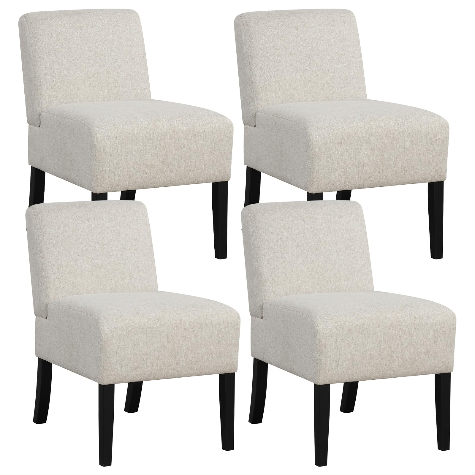 Giantex Armless Accent Chair Set of 1/2/4, Upholstered Living Room Chair with Rubber Wood Legs