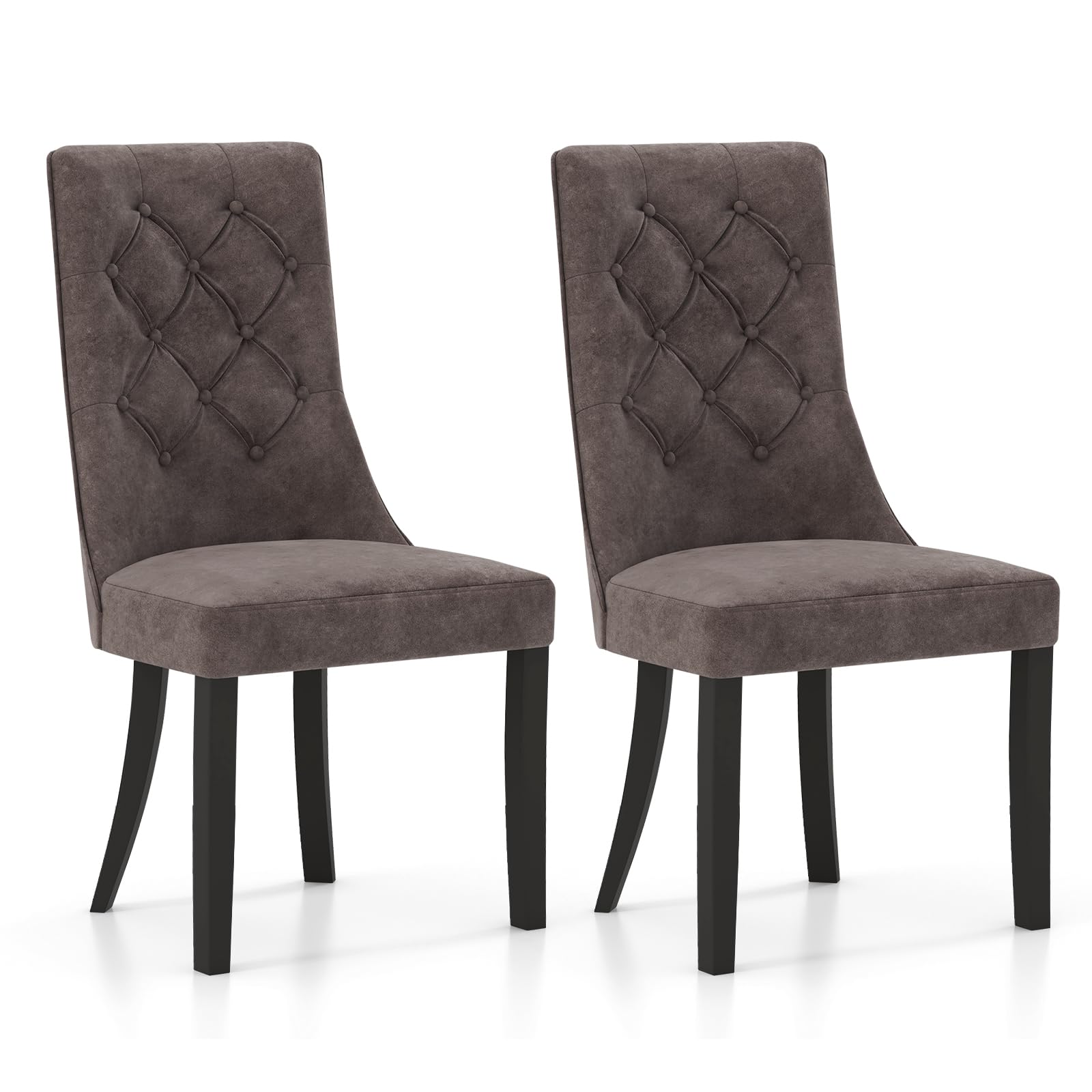 Giantex Tufted Dining Chairs, Upholstered Kitchen Chairs w/High Backrest, Rubber Wood Legs