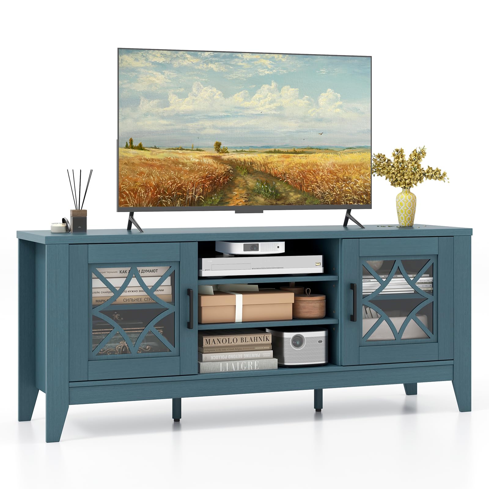 Giantex TV Stand for TVs up to 65”, Entertainment Center with 3-Position Adjustable Shelves