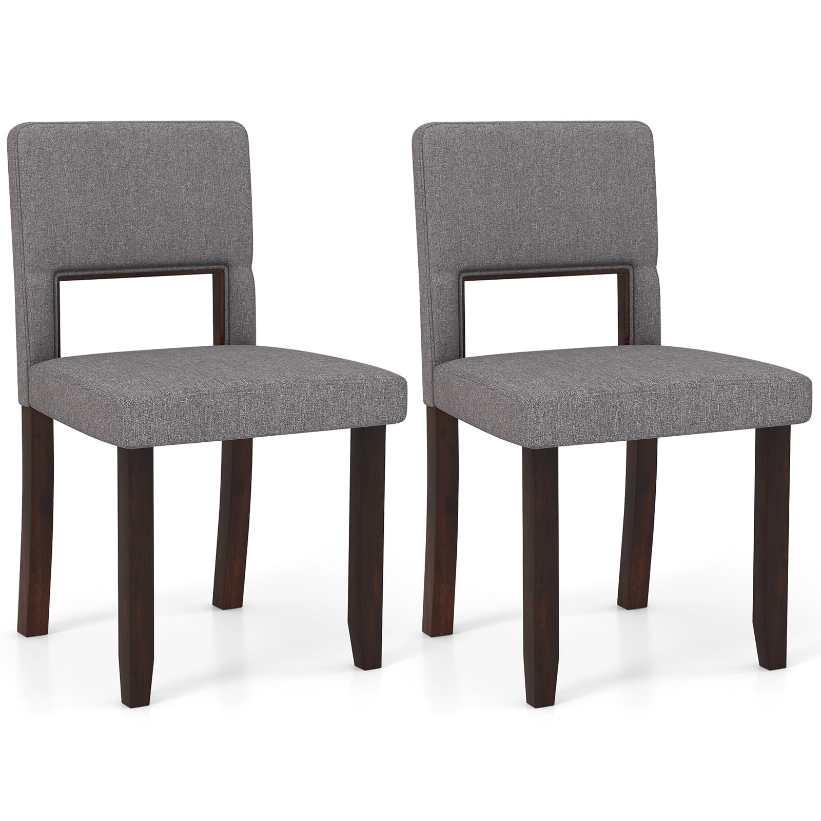 Giantex Wooden Dining Chairs Set of 2/4, Linen Fabric Upholstered Kitchen Chairs w/Rubber Wood Frame