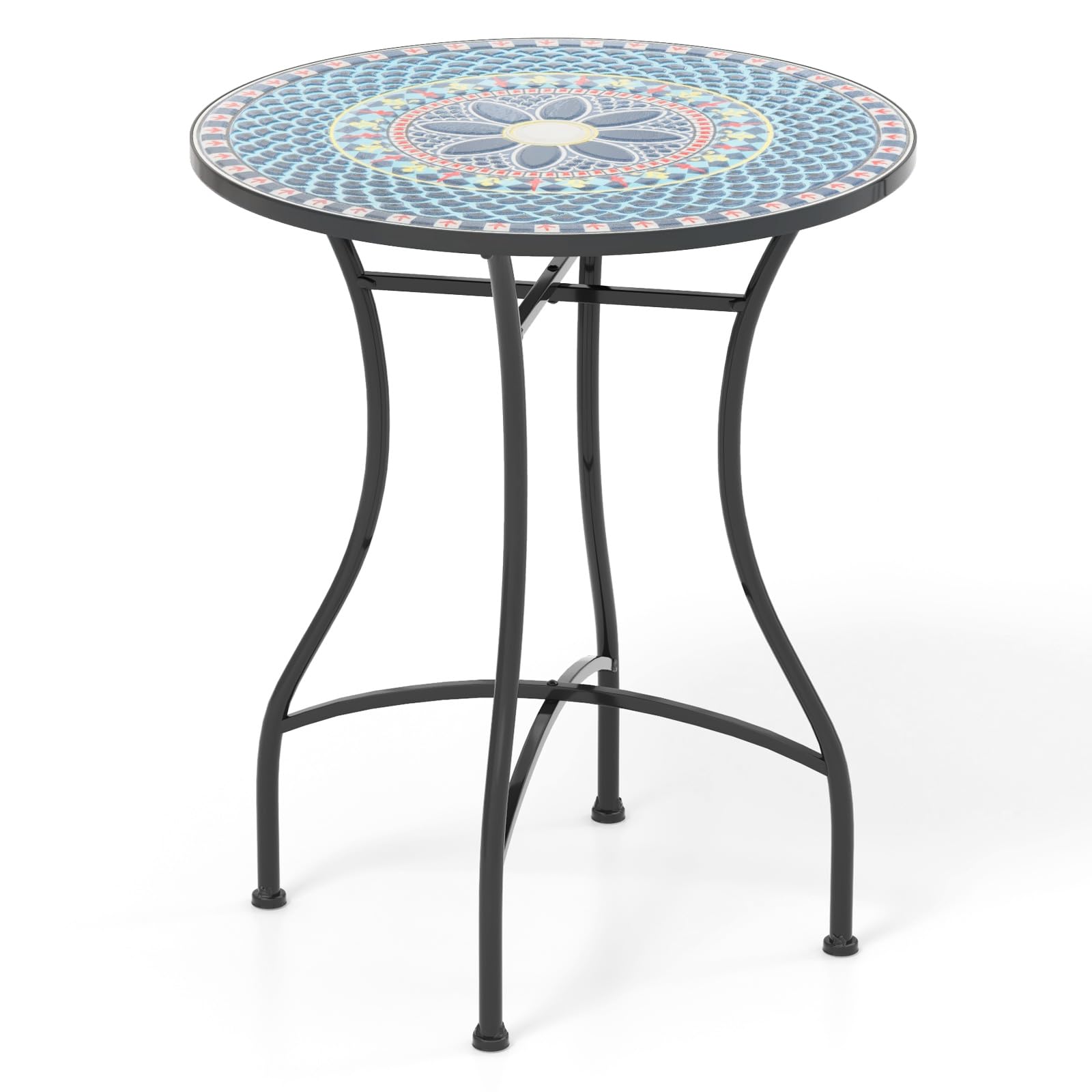 Giantex 24 Inch Patio Bistro Table, Mosaic Round Table w/Ceramic Tile Tabletop