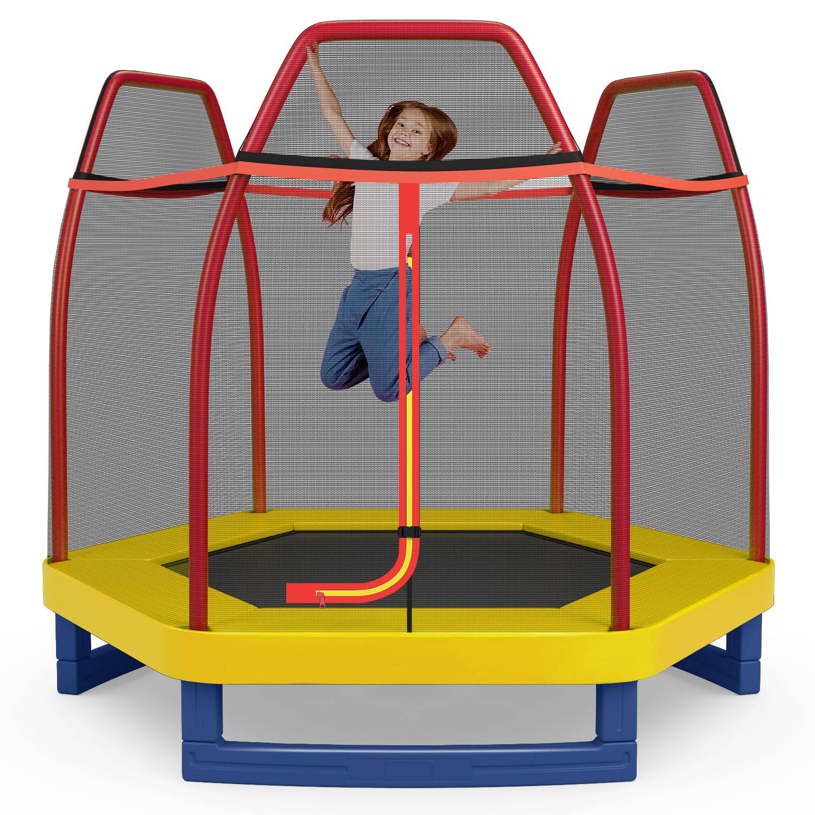 Giantex 7 Ft Kids Trampoline w/Safety Enclosure Net