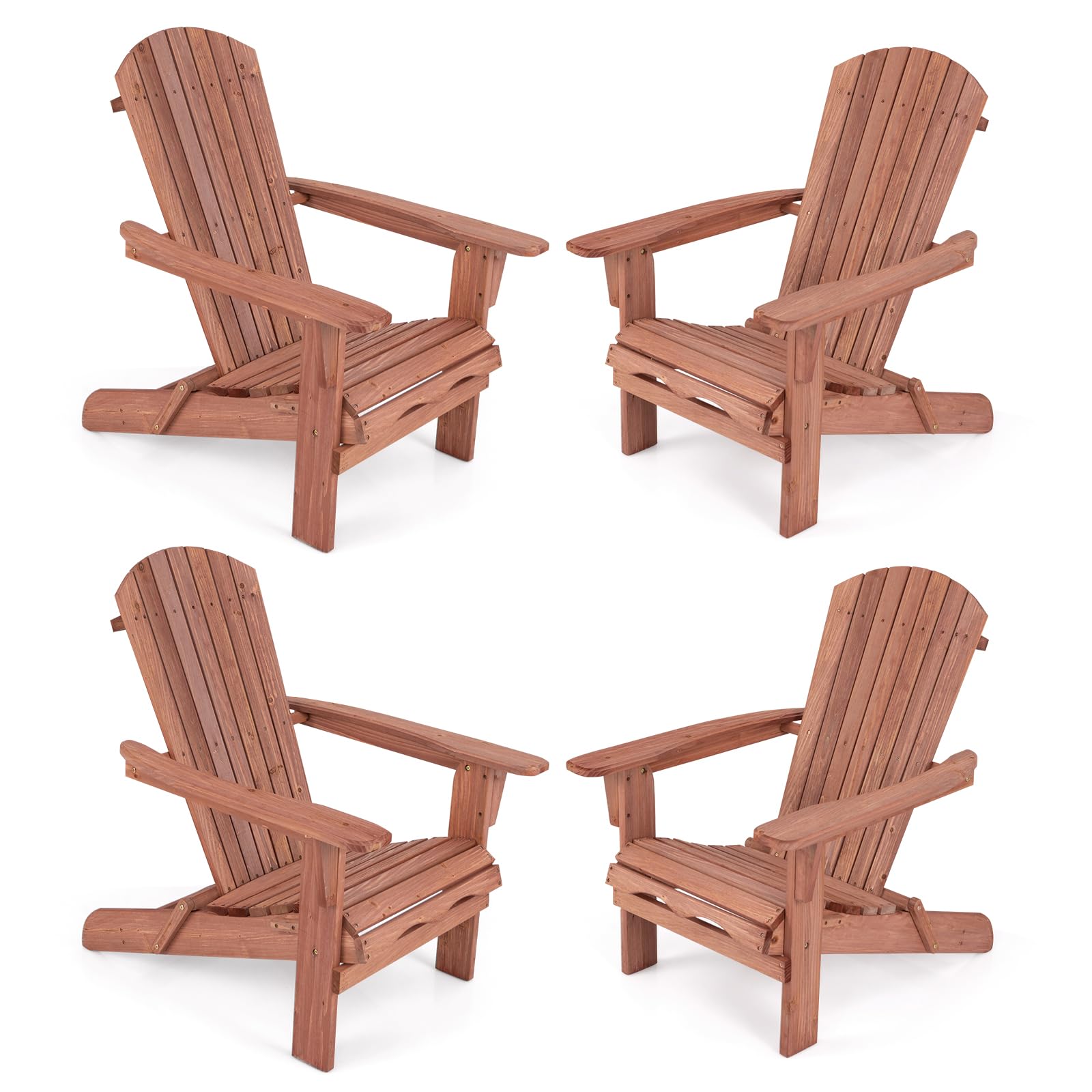 Giantex Foldable Adirondack Chair Set of 1/2/4 - Folding Front Porch Chairs with High Back, Wide Armrests, 400 LBS Max Load