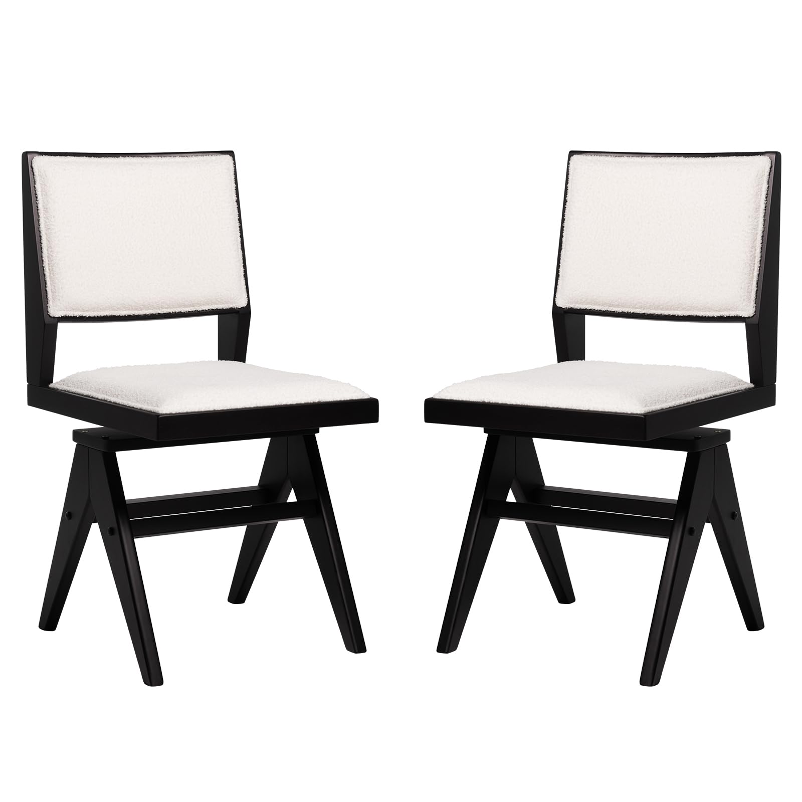 Giantex Swivel Dining Chairs Set of 2/4, Faux Sherpa Kitchen Chairs w/Rubber Wood Frame