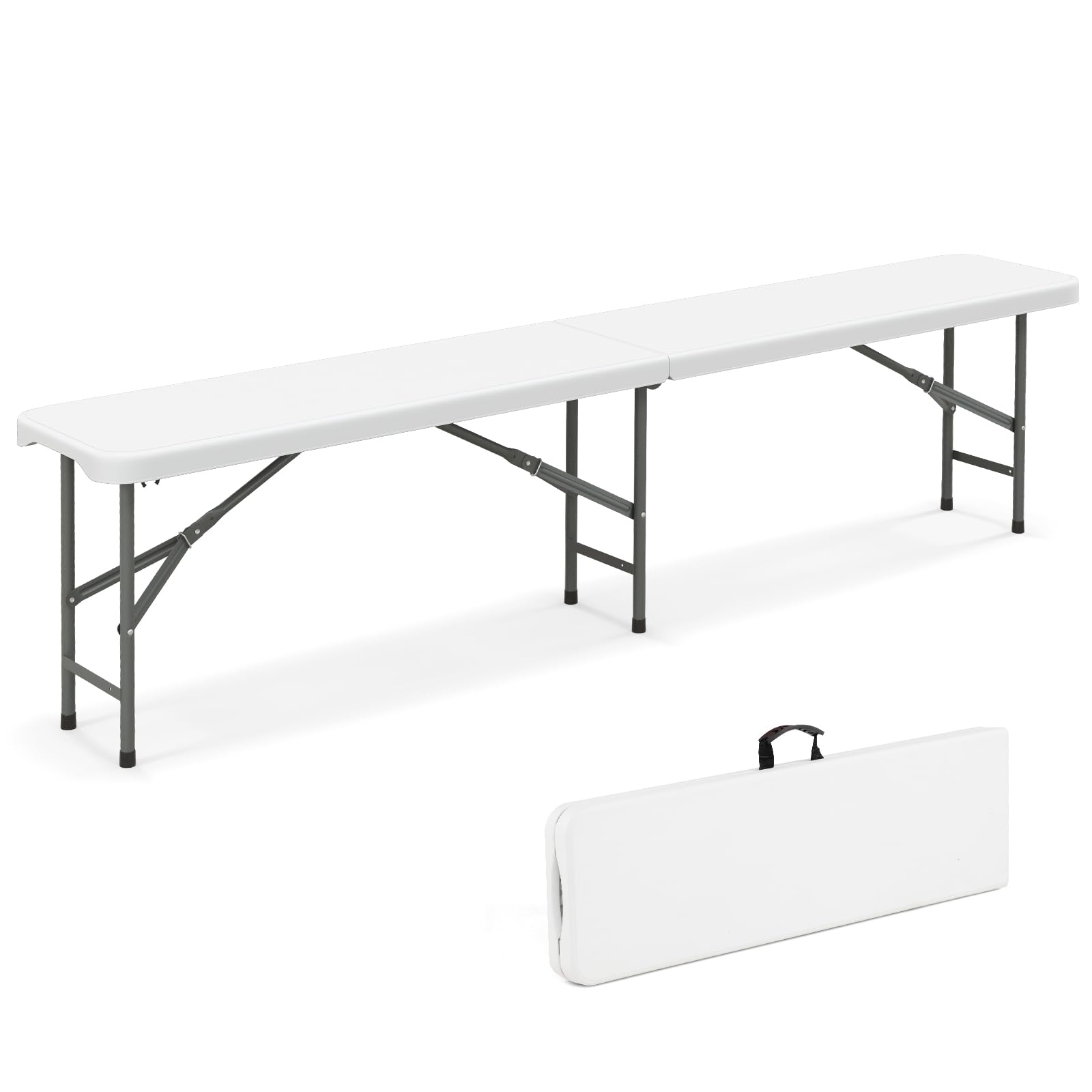 Giantex 6 FT Plastic Folding Bench, HDPE Portable Seat w/Metal Legs