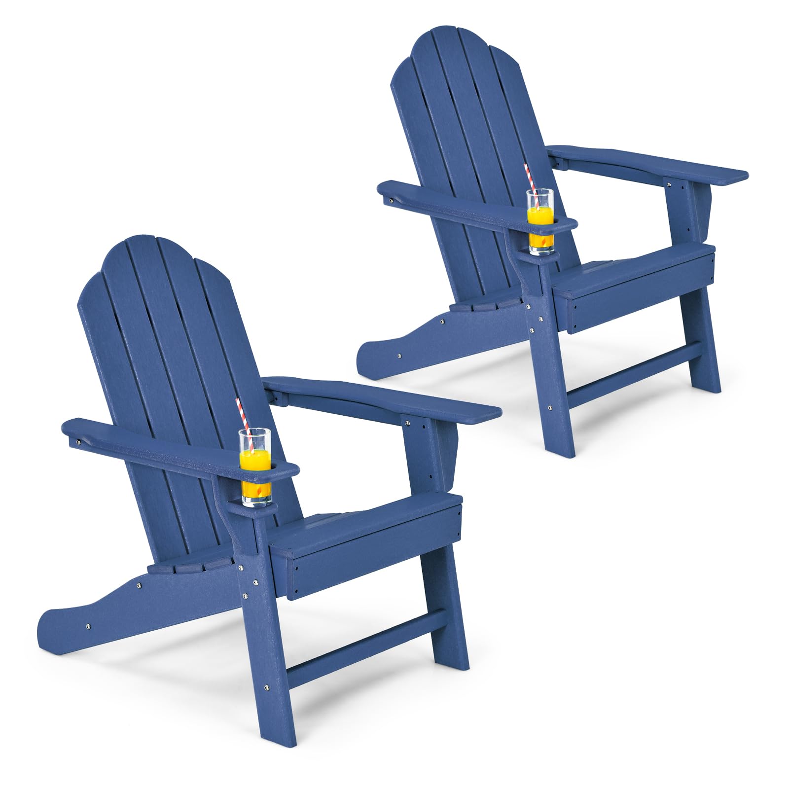 Adirondack Chair with Cup Holder, Outdoor Patio Weather Resistant Chair