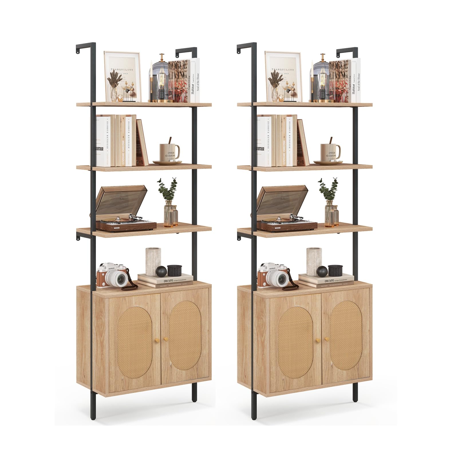 Giantex 71" Ladder Bookshelf with Cabinet