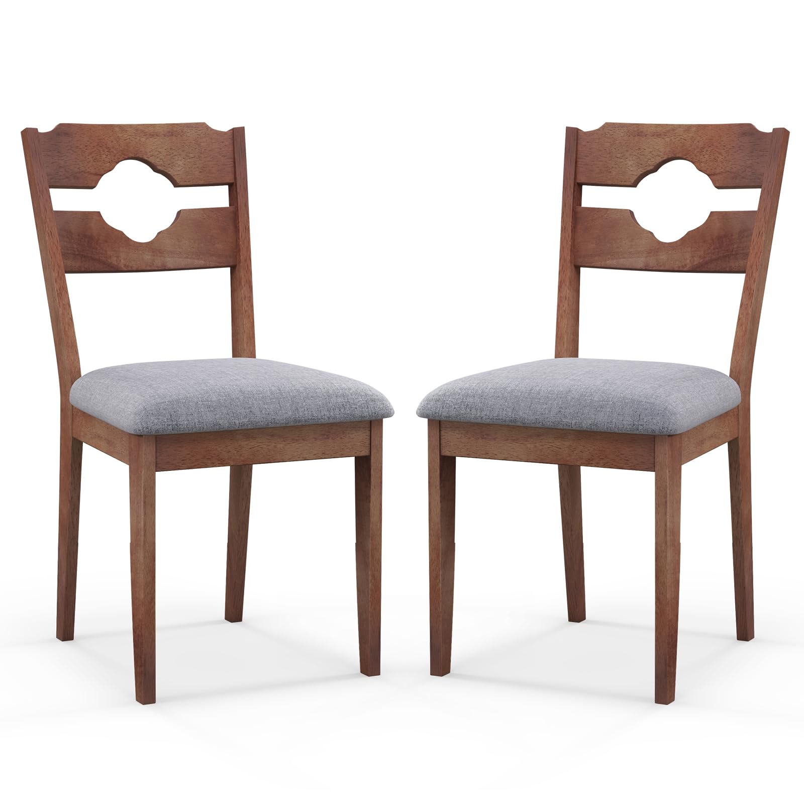 Giantex Wooden Dining Chairs Set of 2/4, Rubber Wood Dinner Chair w/Hollowed Backrest & Padded Seat