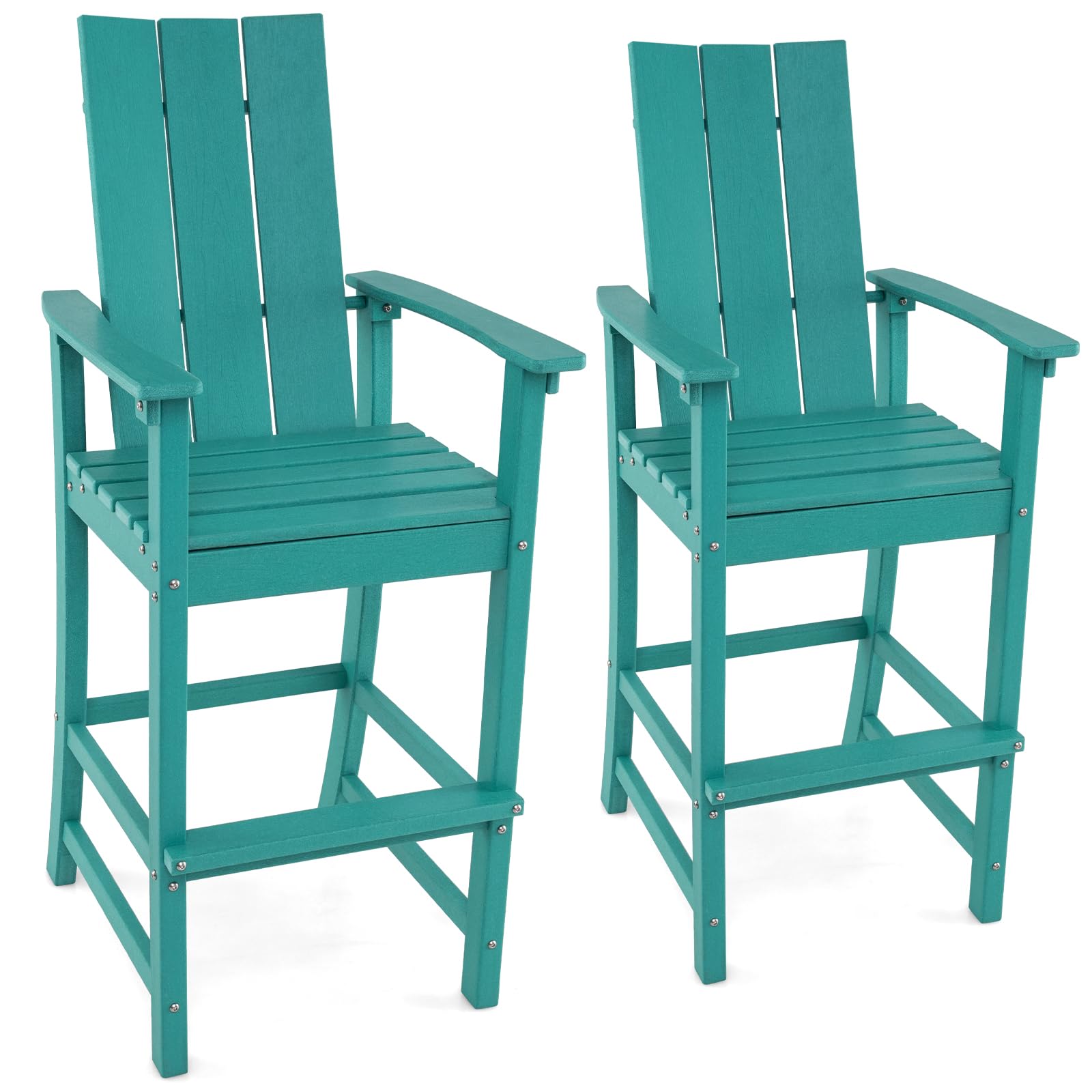 Giantex 52” Tall Adirondack Chair, HDPE Outdoor Bar Stool with Ergonomic Backrest