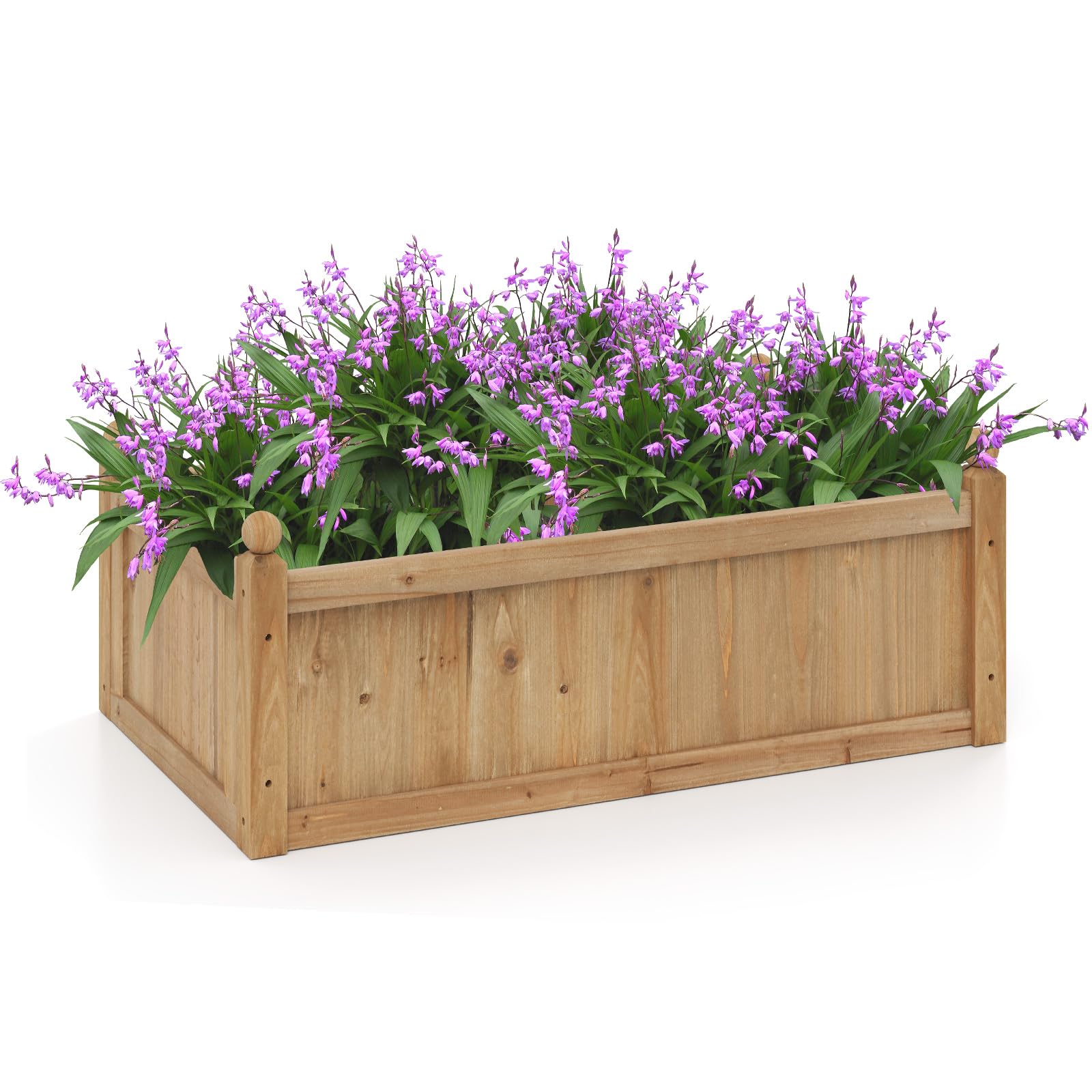 Wood Raised Garden Bed, 46” x 24” x 16” Rectangular Flower Box w/Drainage Holes