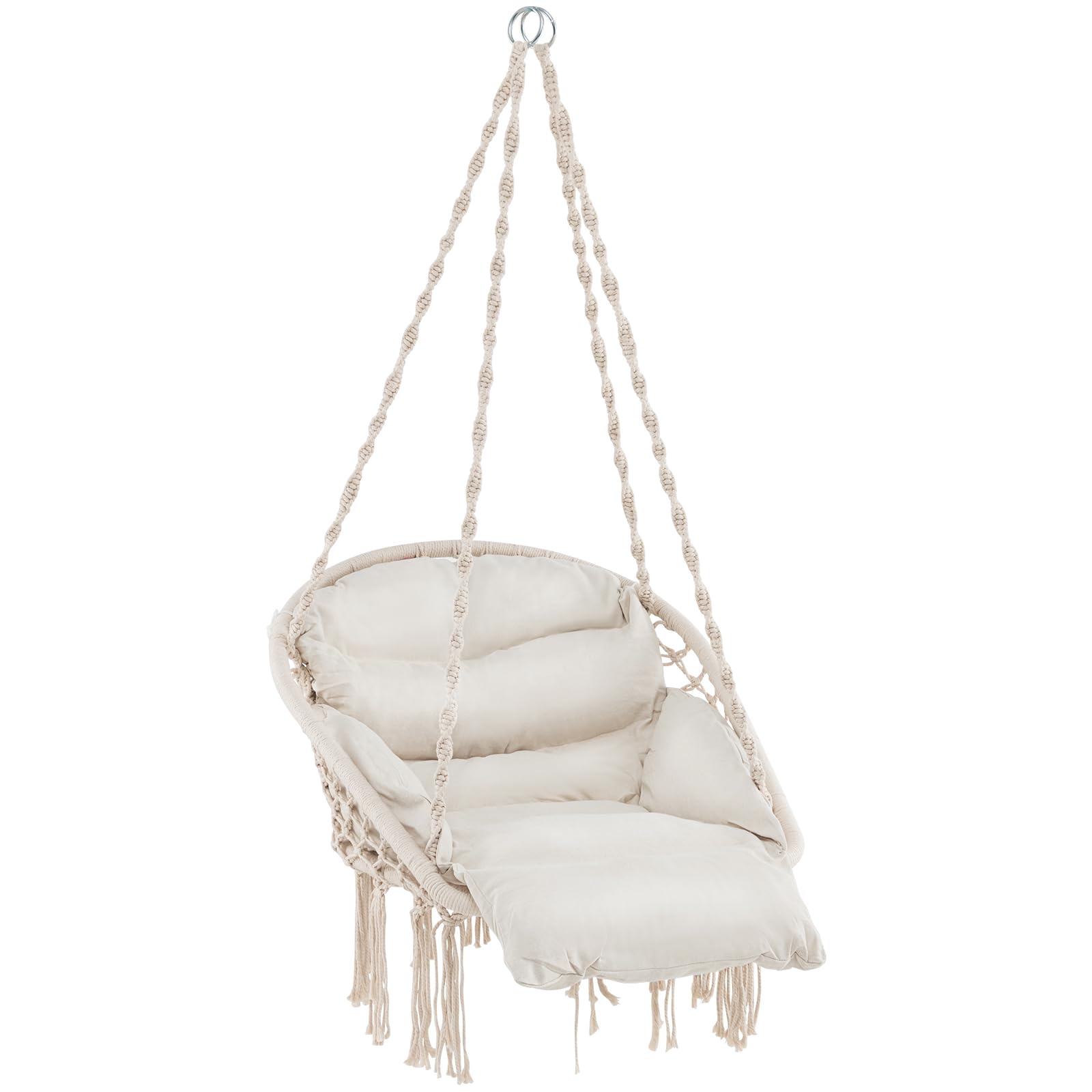 Giantex Hanging Chair Outdoor, Hammock Chair with Thick Cushion & Macrame